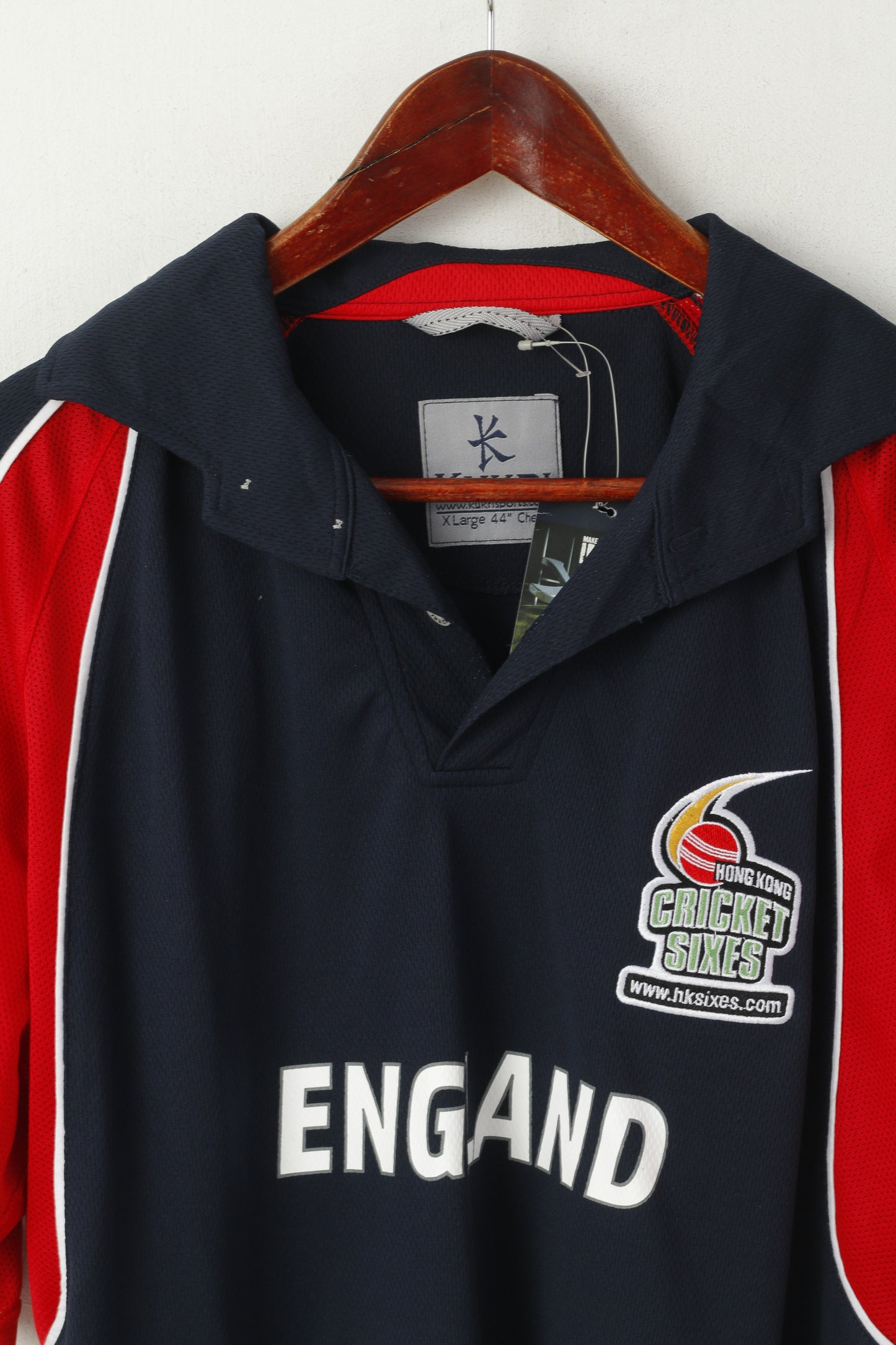 Nouveau Kukri Hommes XL Polo Marine Angleterre Cricket Sixes Hong Kong Jersey Top