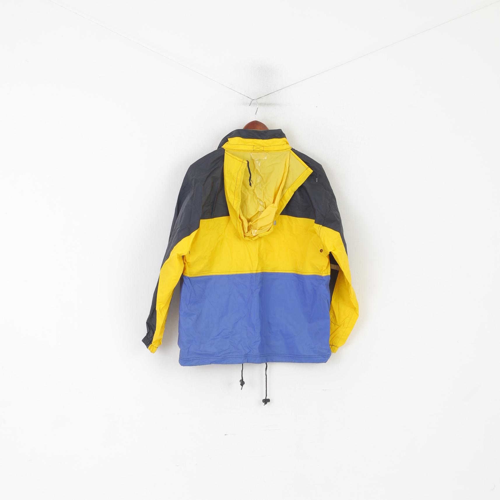 Formicula Boys 164 Jacket Blue Yellow Nylon Waterproof Hooded Reflective Top