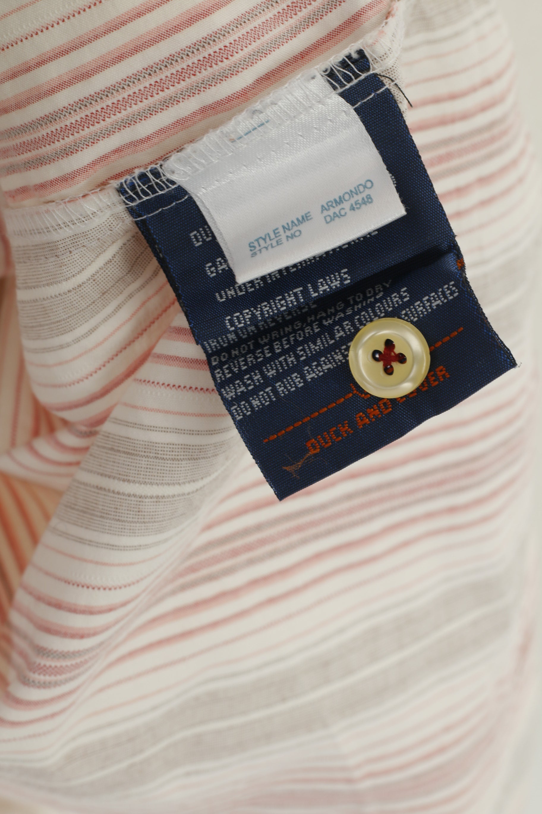 Duck and Cover Men L (M) Chemise décontractée Beige rayé Style Armondo Haut à manches courtes