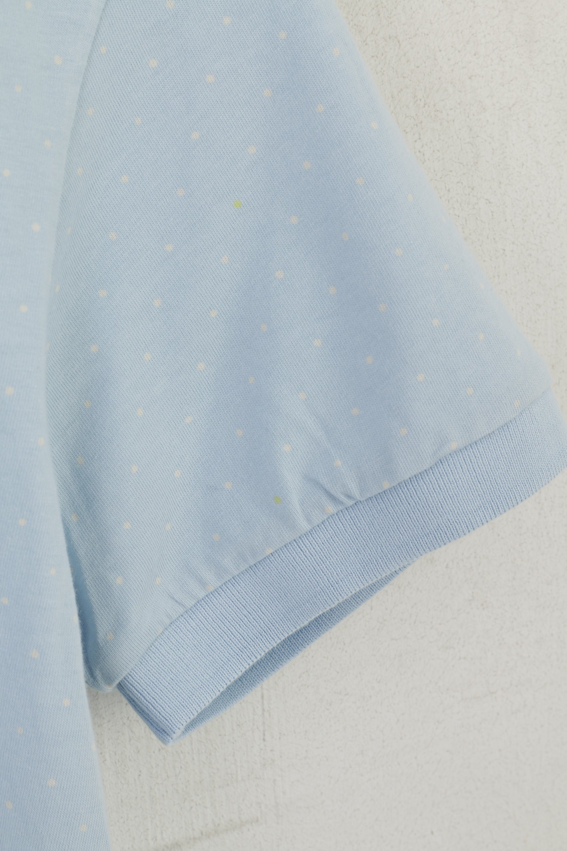 Pretty Green Men M (S) Polo Shirt Light Blue Cotton Dots Print Classic Top