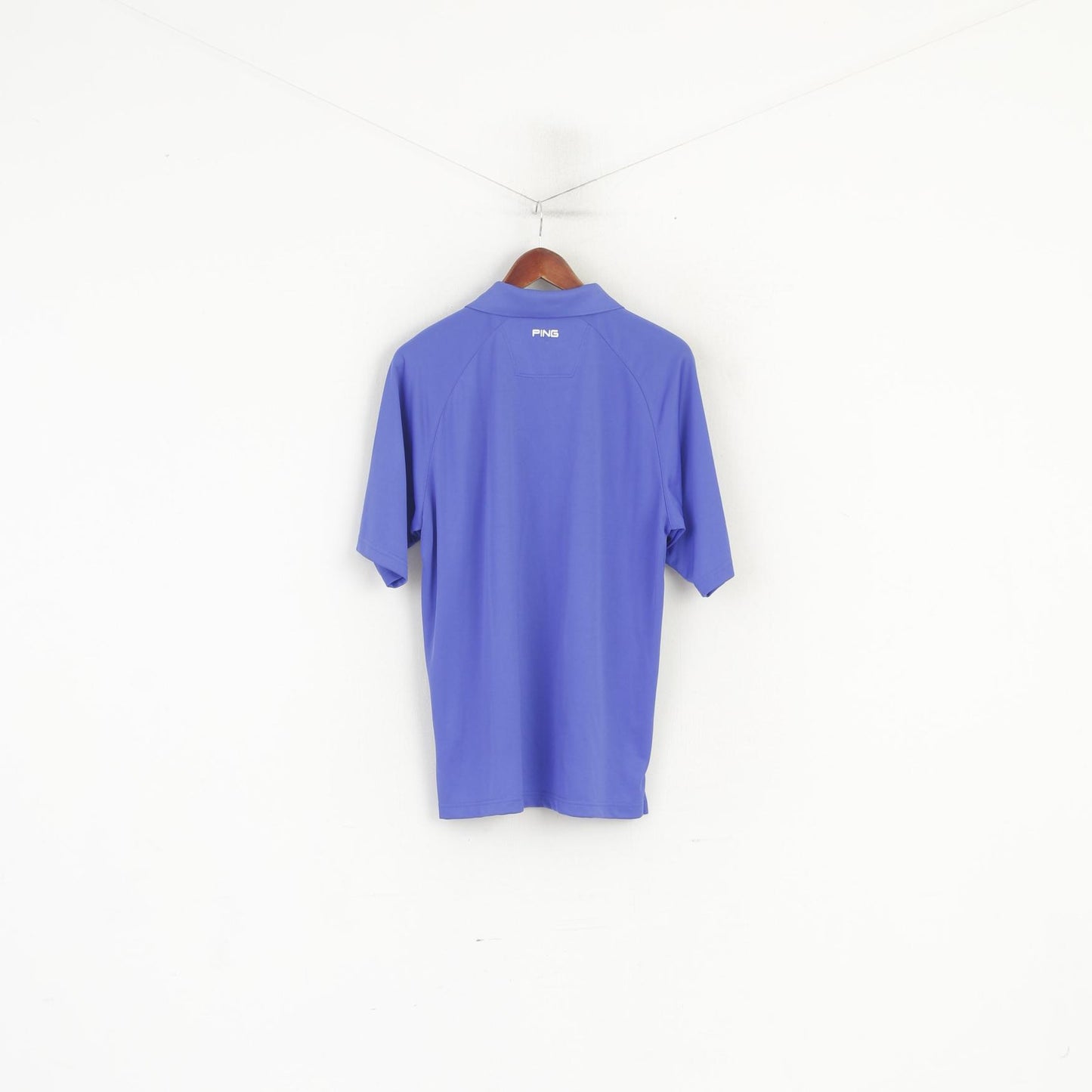Polo da uomo L della collezione PING blu Golf Sportswear Shiny Classic Fit Top