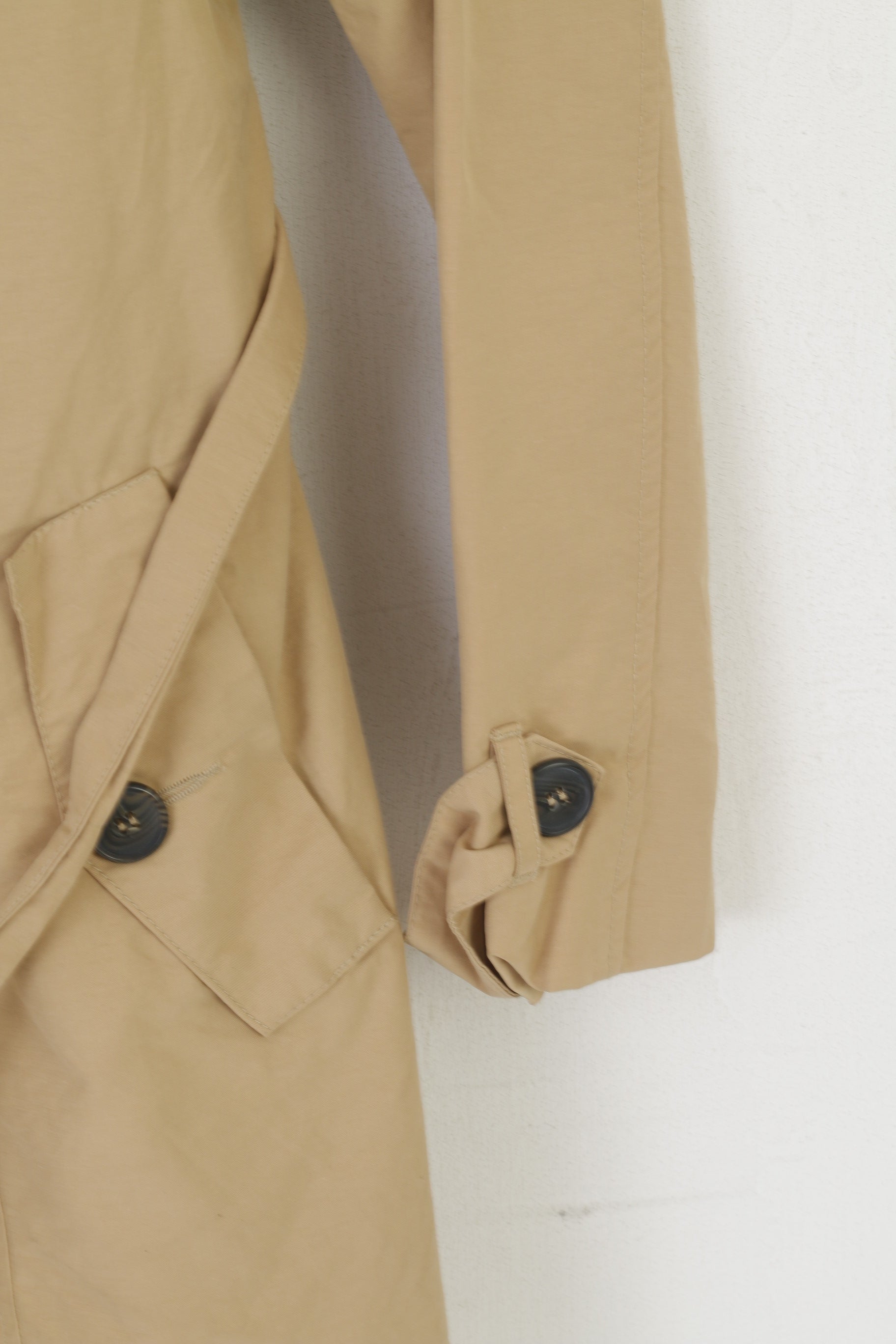 TCM Women 38 M Coat Beige Cotton Nylon Blend Classic Double Breasted Trench