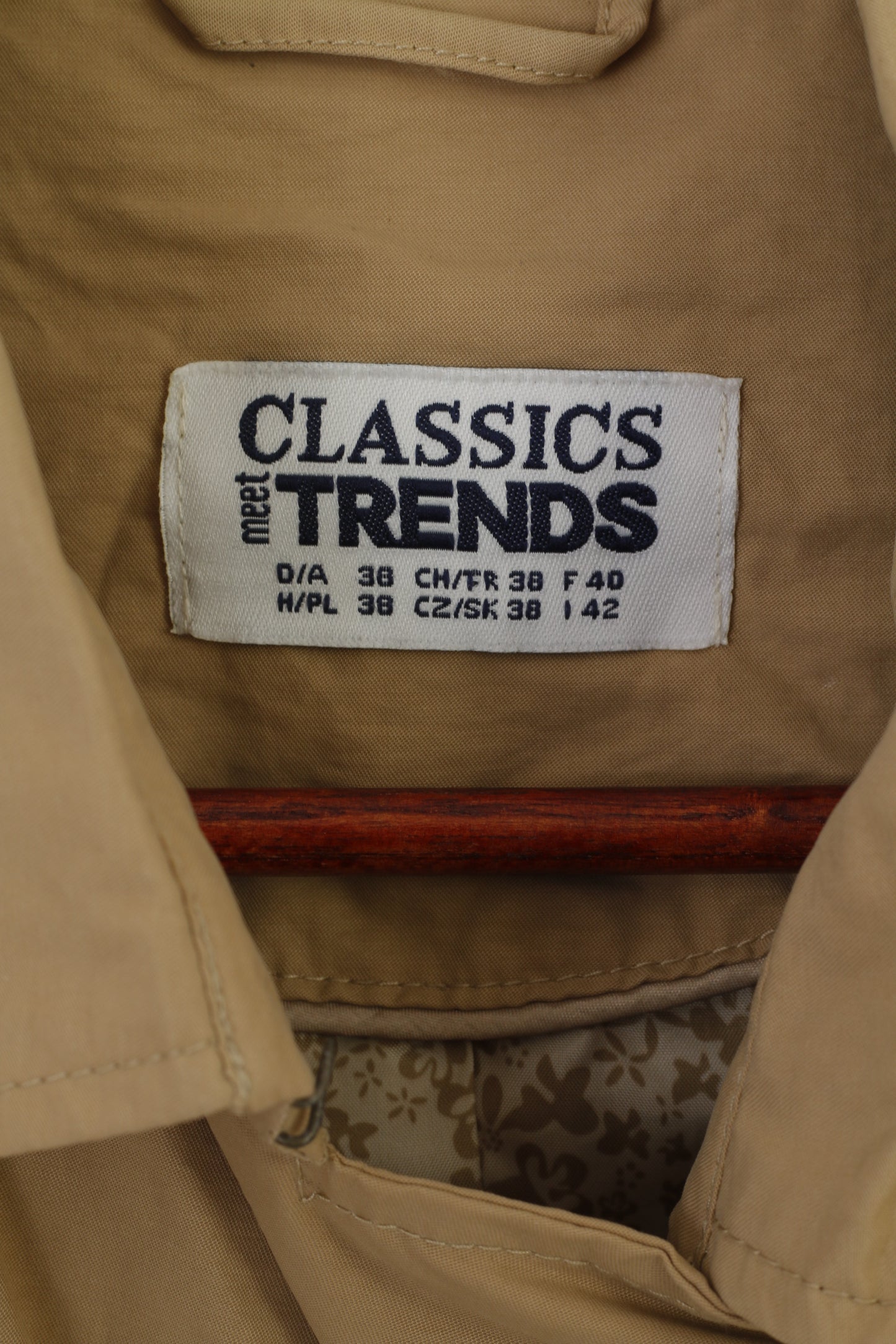 TCM Cappotto da donna 38 M Trench doppiopetto classico in misto cotone beige
