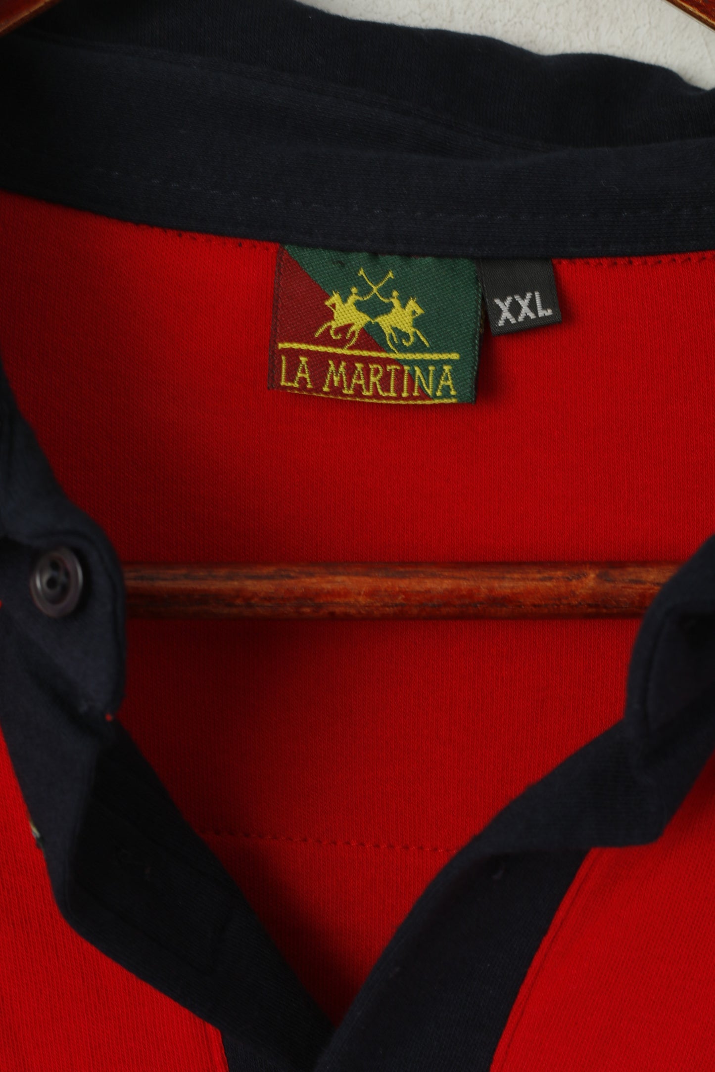 La Martina Men XXL Polo Shirt Red Cotton Polo Argentino #3 Short Sleeve Top