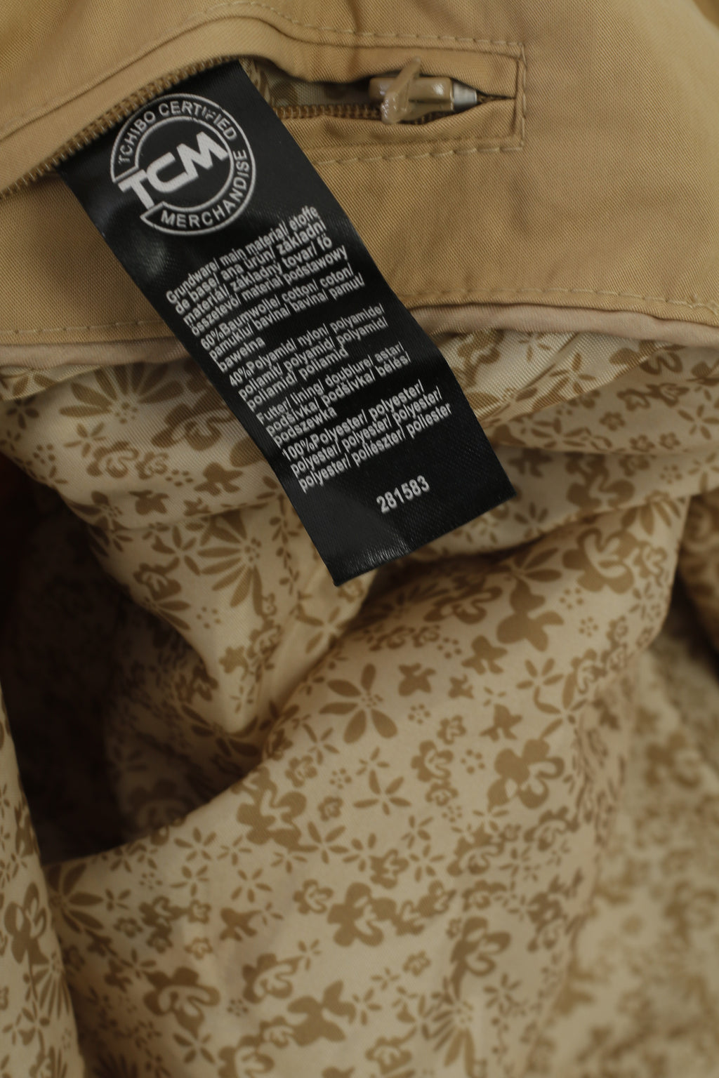 TCM Women 38 M Coat Beige Cotton Nylon Blend Classic Double Breasted Trench