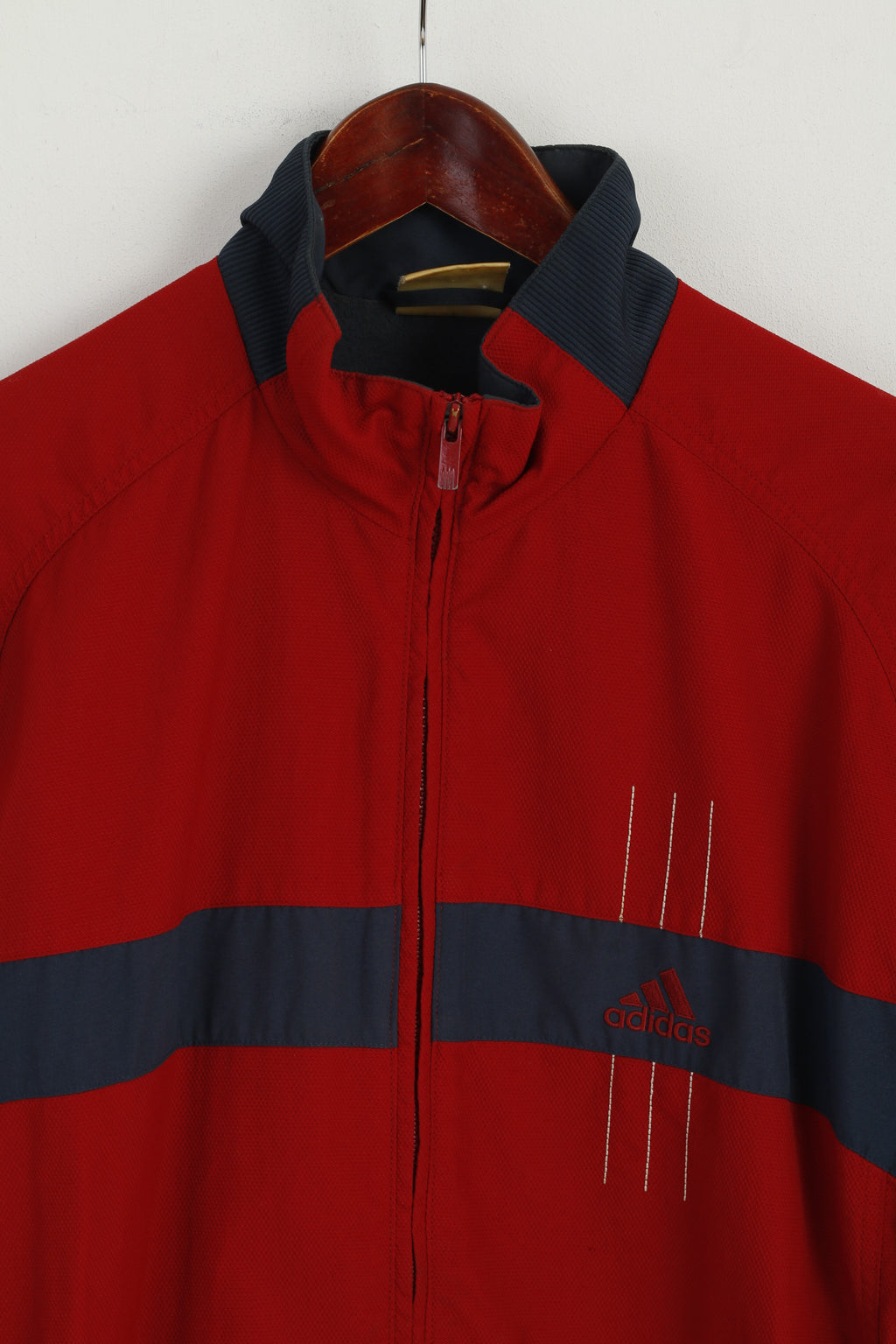 Adidas Hommes M Veste Marron Nylon Imperméable Vintage 90s Full Zipper Sport Top