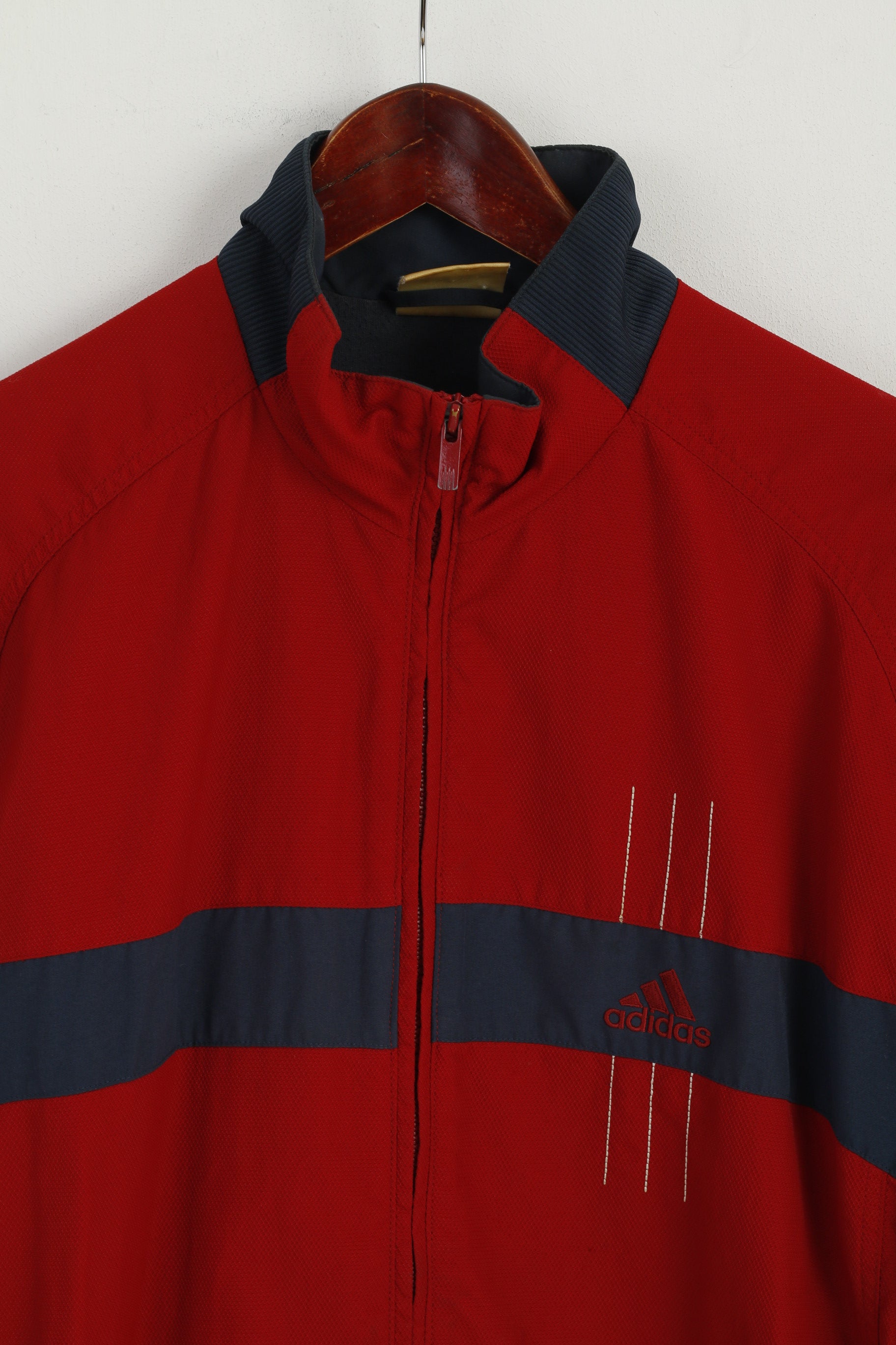 Adidas Hommes M Veste Marron Nylon Imperméable Vintage 90s Full Zipper Sport Top