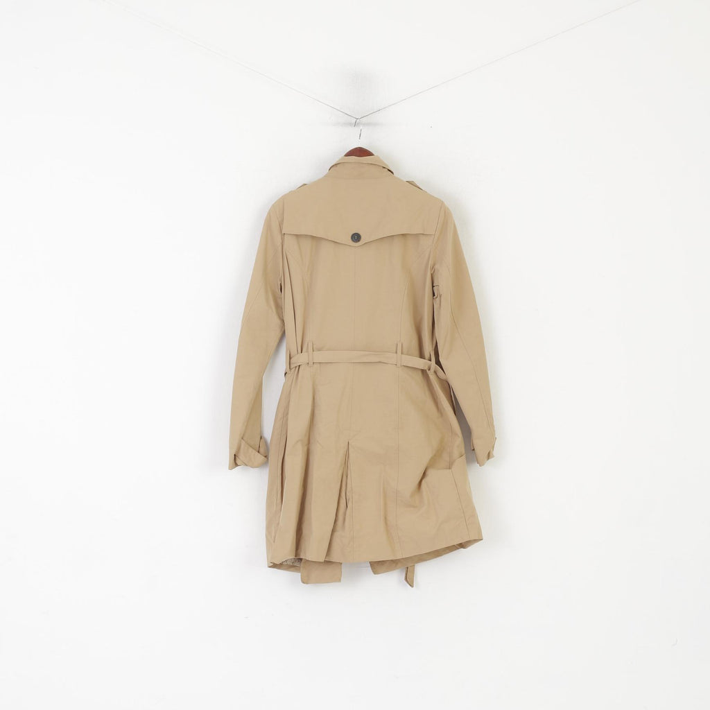 TCM Women 38 M Coat Beige Cotton Nylon Blend Classic Double Breasted Trench