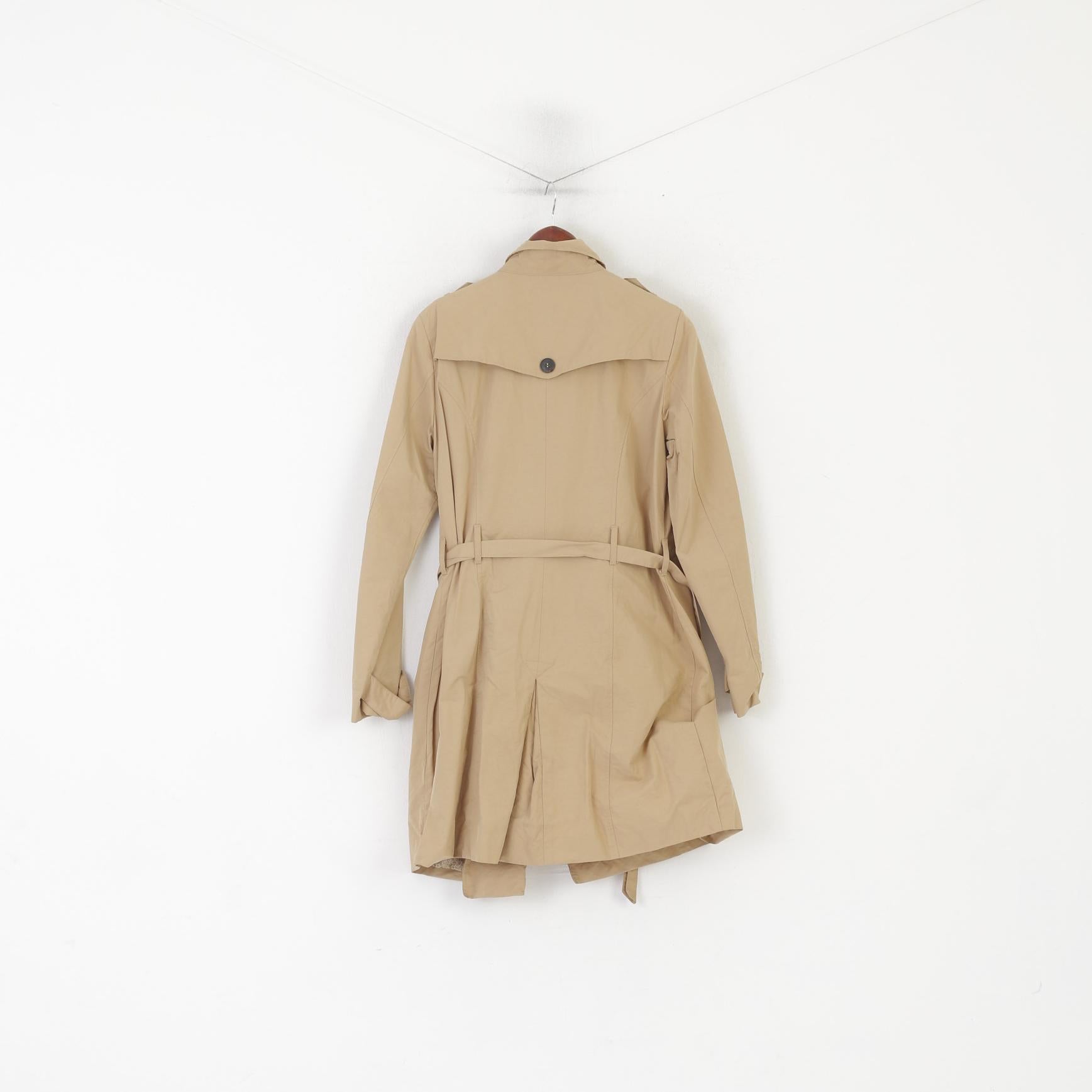 TCM Women 38 M Coat Beige Cotton Nylon Blend Classic Double Breasted Trench