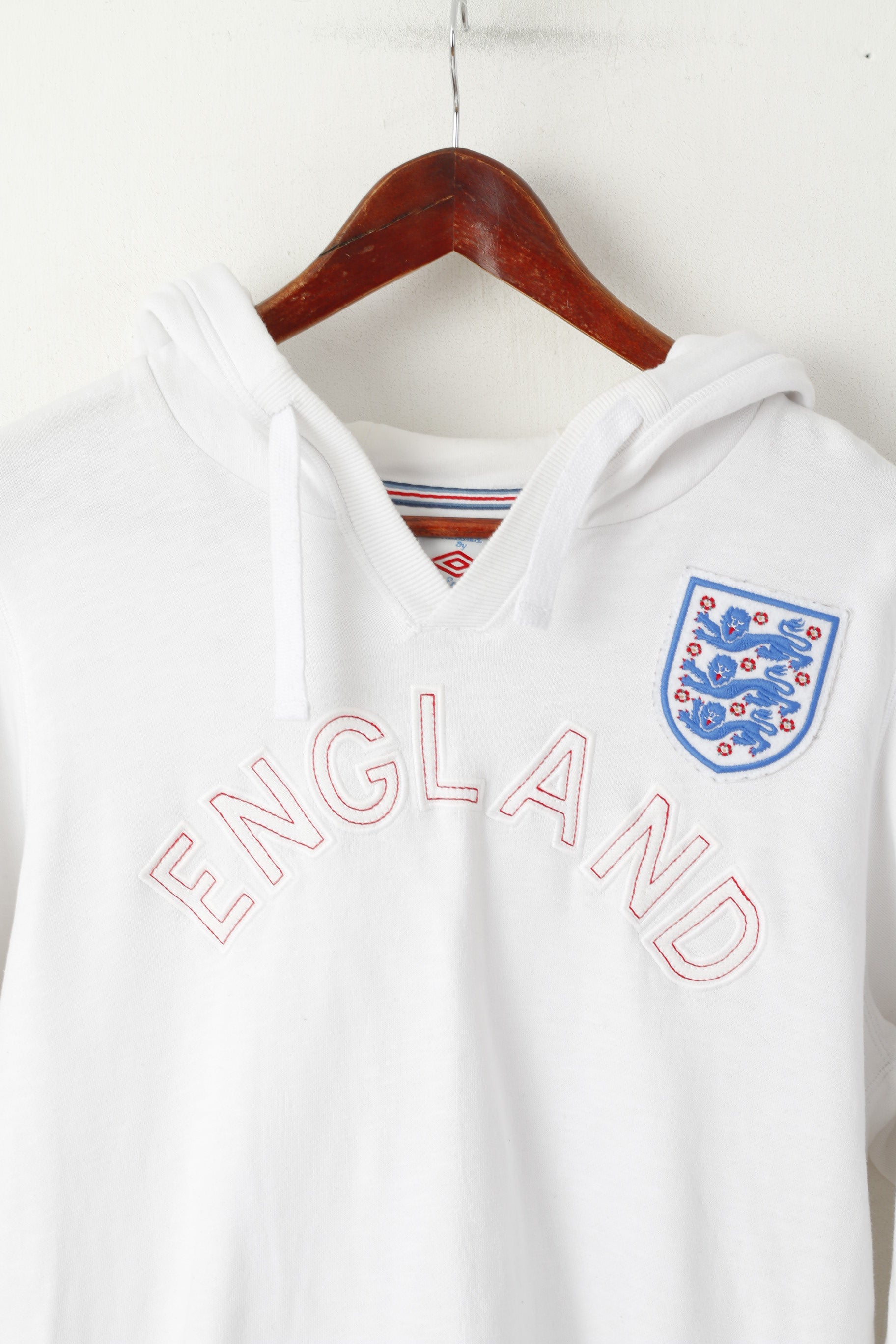 Umbro Women M Sweatshirt Blanc Coton Angleterre National Football Team Sweat à capuche
