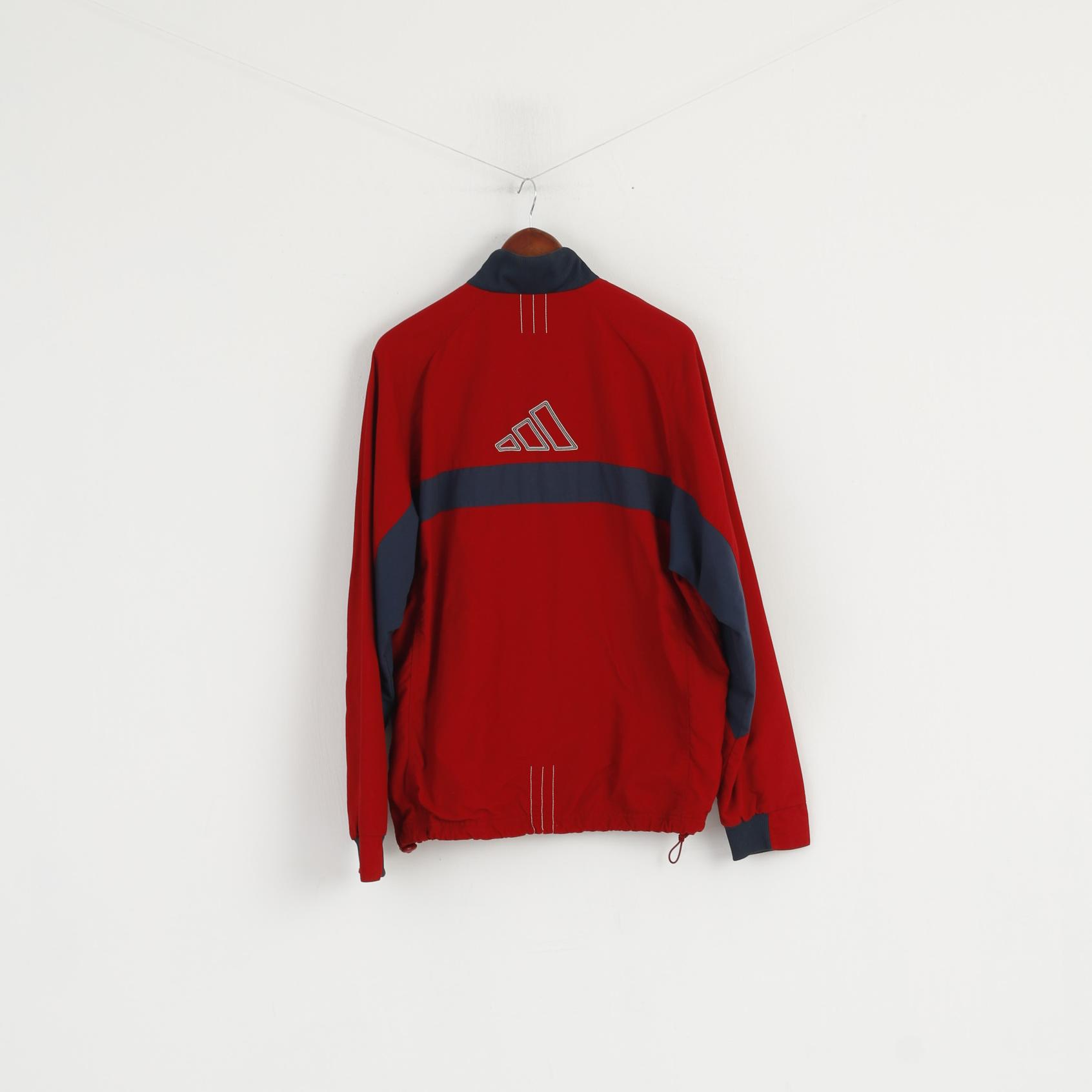 Adidas Hommes M Veste Marron Nylon Imperméable Vintage 90s Full Zipper Sport Top