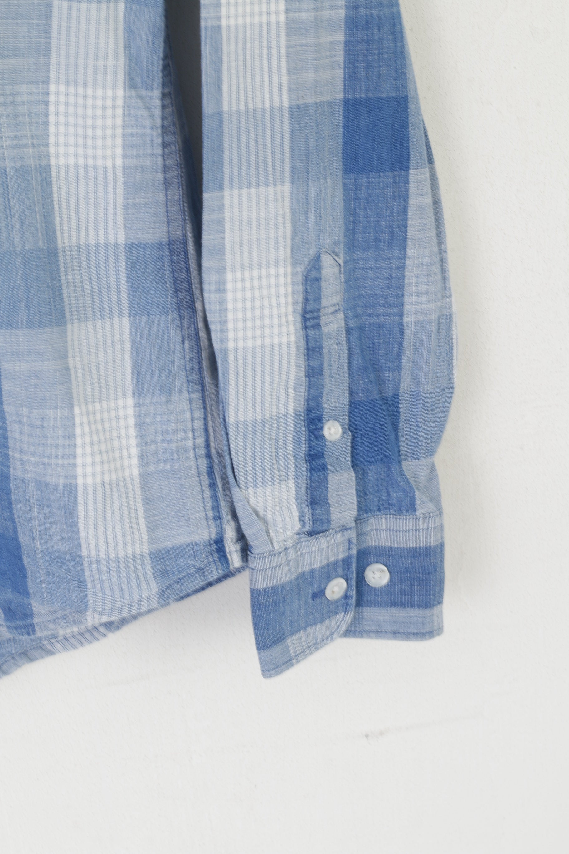 Penguin Men S Casual Shirt Blue Cotton Check Heritage Slim Fit Long Sl –  Retrospect Clothes