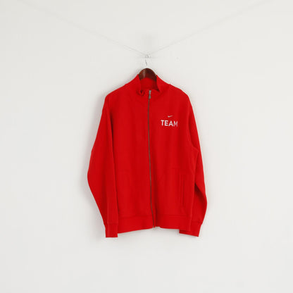 Nike Men XL 188 Sweatshirt Red Cotton Full Zipper Team Logo Active Sportswear