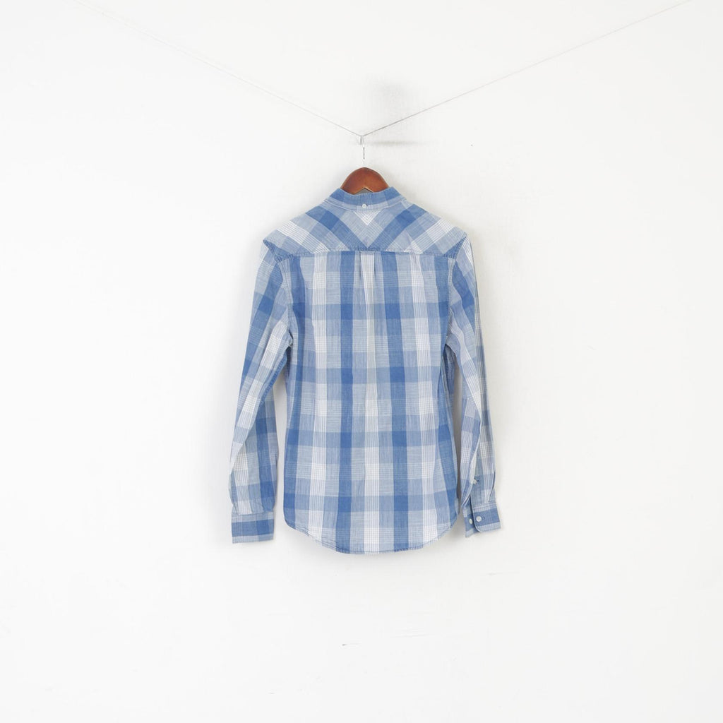 Penguin Chemise décontractée pour homme en coton bleu à carreaux Heritage Slim Fit à manches longues