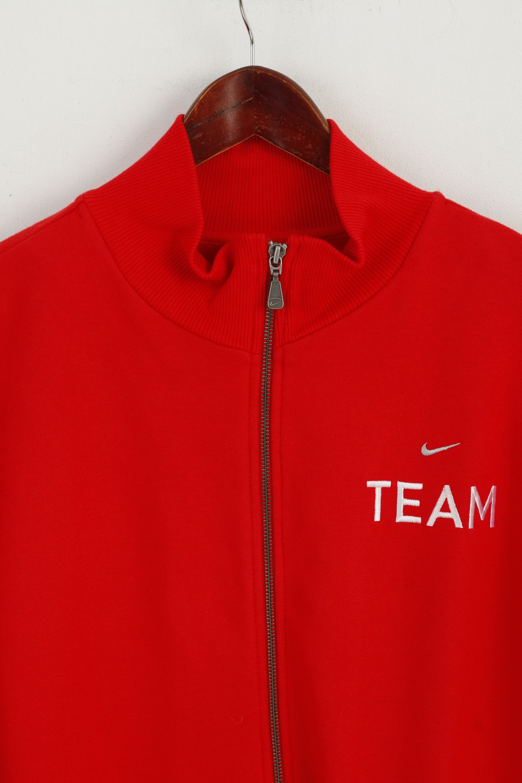 Nike Men XL 188 Sweatshirt Red Cotton Full Zipper Team Logo Active Sportswear