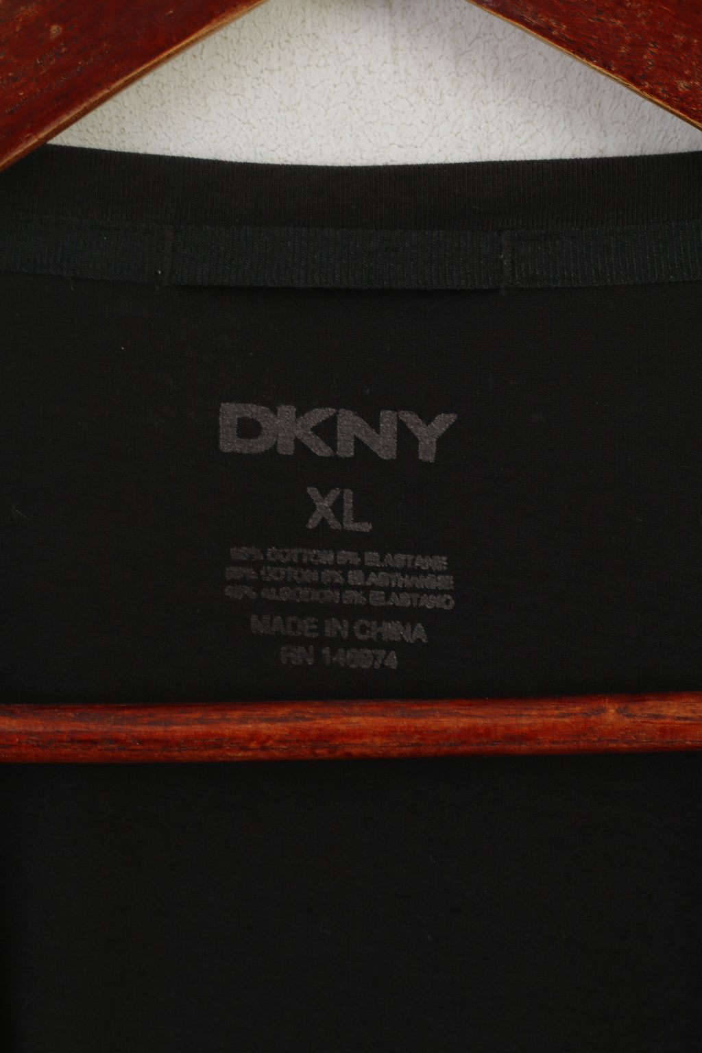 Maglietta DKNY da uomo XL a maniche corte elasticizzata in morbido cotone nero con logo grande