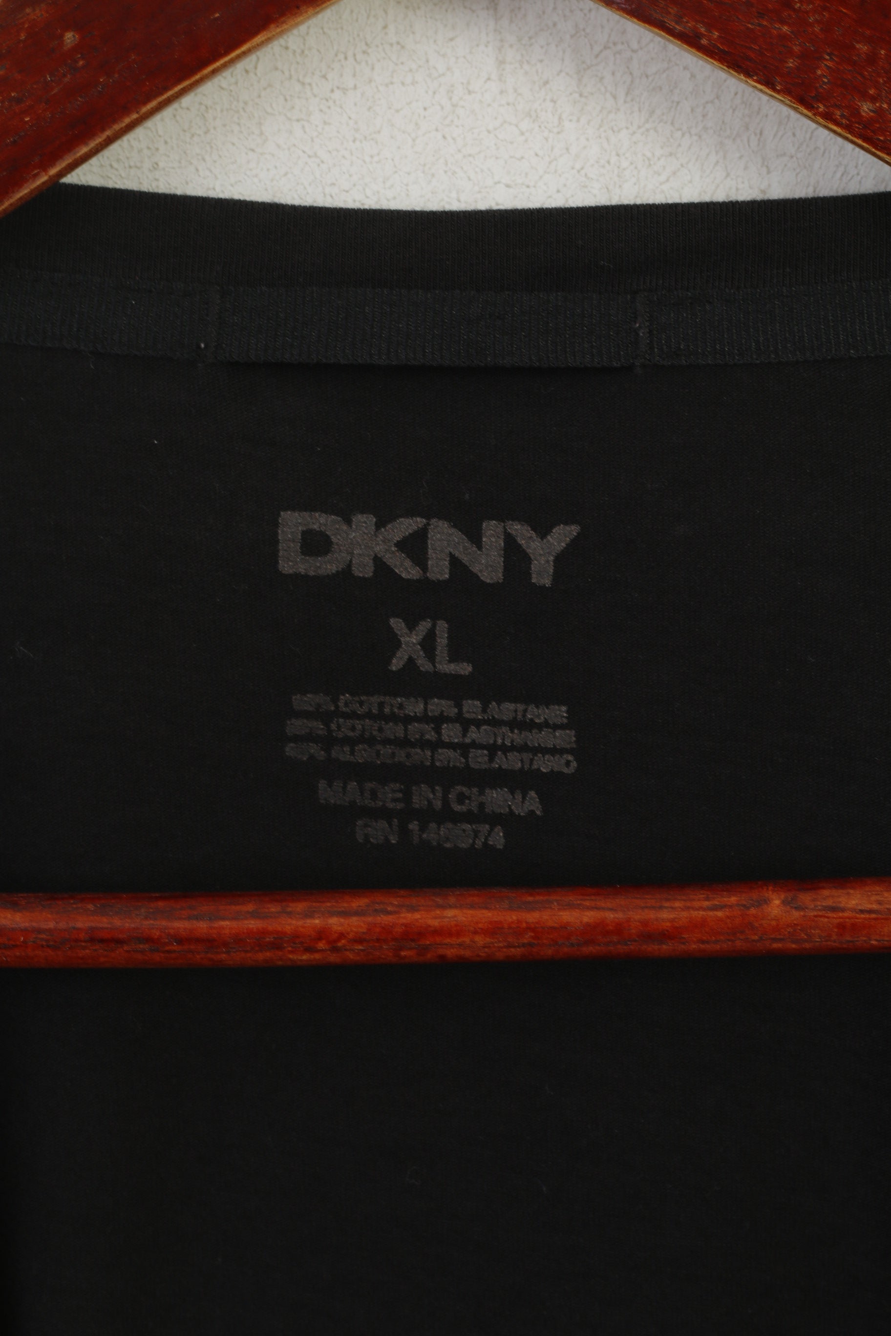 Maglietta DKNY da uomo XL a maniche corte elasticizzata in morbido cotone nero con logo grande