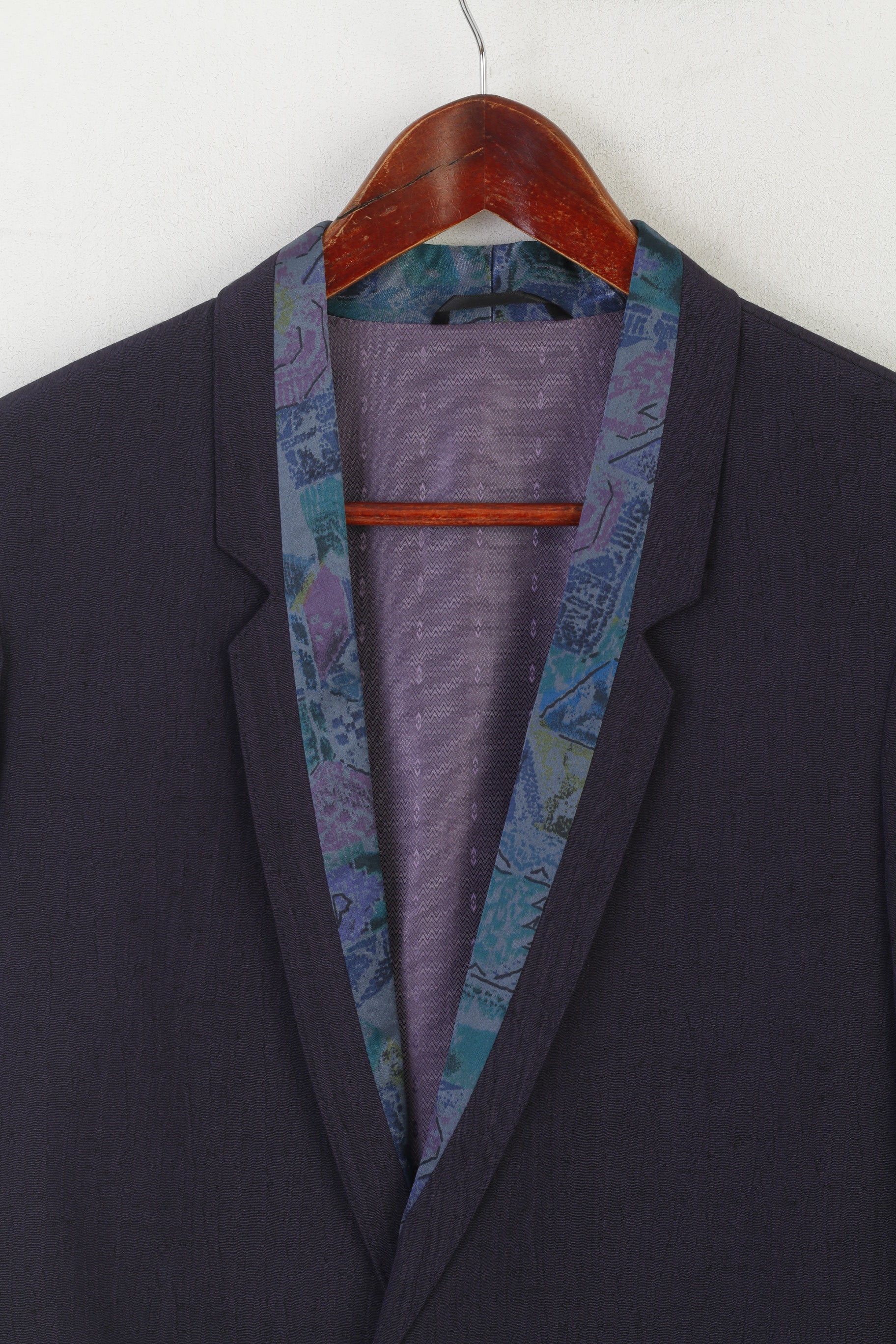 Vintage Boys 152 Blazer Violet Brillant Viscose Rétro Disco Veste Simple Boutonnage