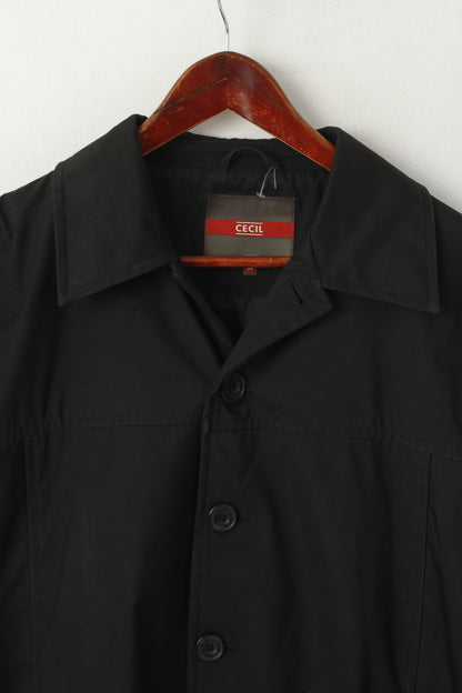 CECIL Men M Jacket Black Polyurethane Classic Logo Single Breasted Light Top