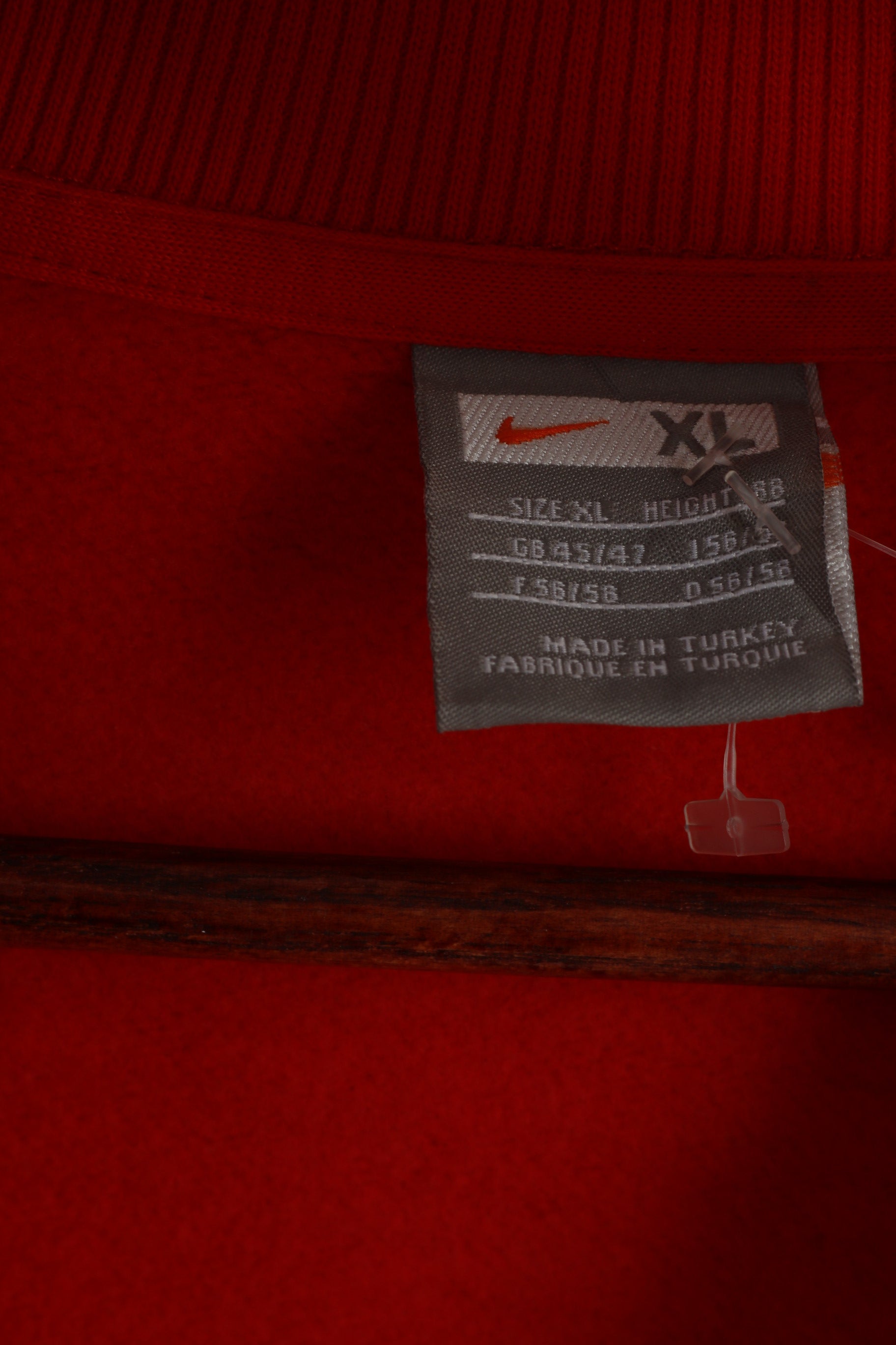 Nike Men XL 188 Sweatshirt Red Cotton Full Zipper Team Logo Active Sportswear