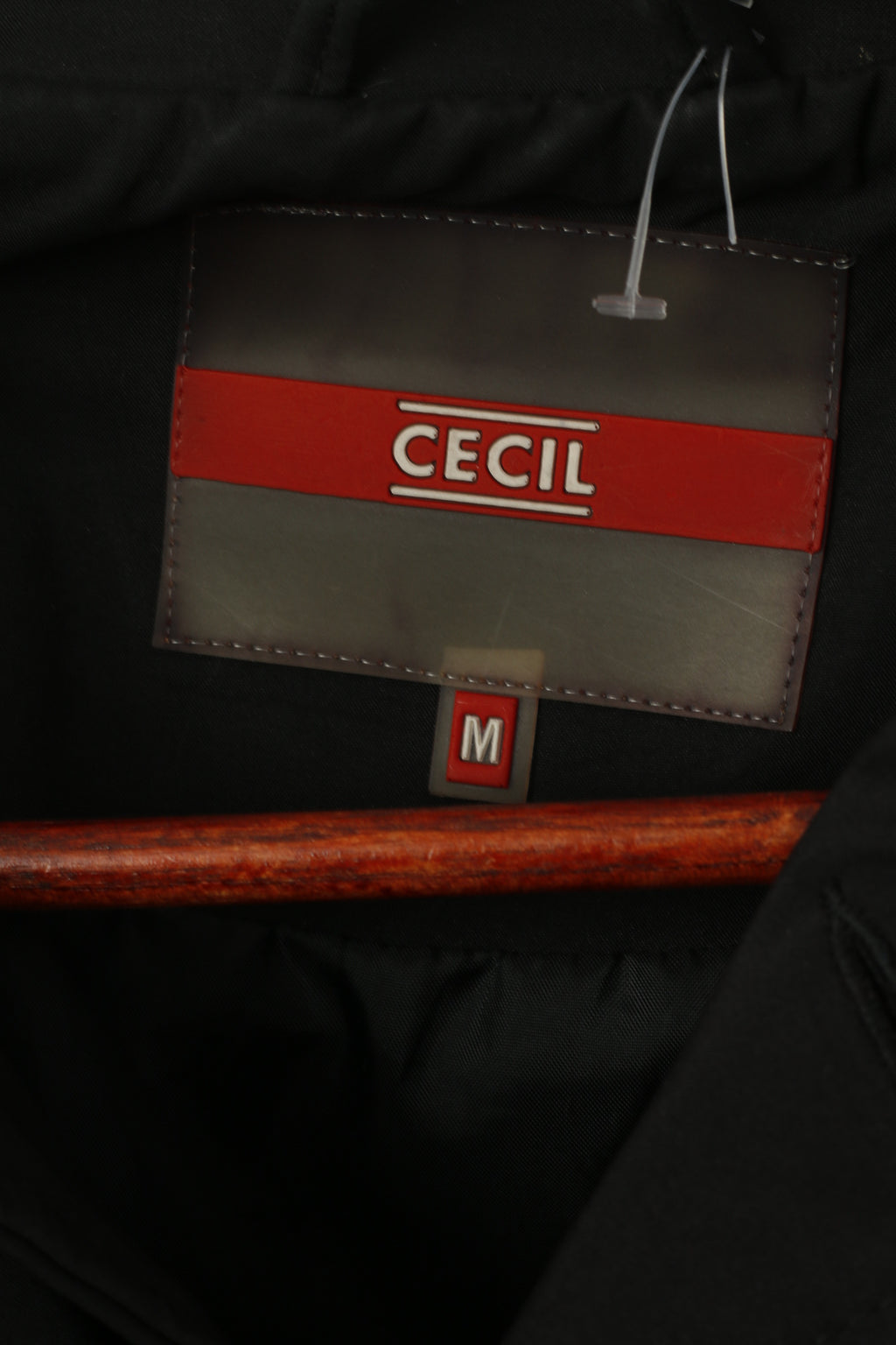CECIL Homme M Veste Noir Polyuréthane Classique Logo Simple Boutonnage Léger Haut