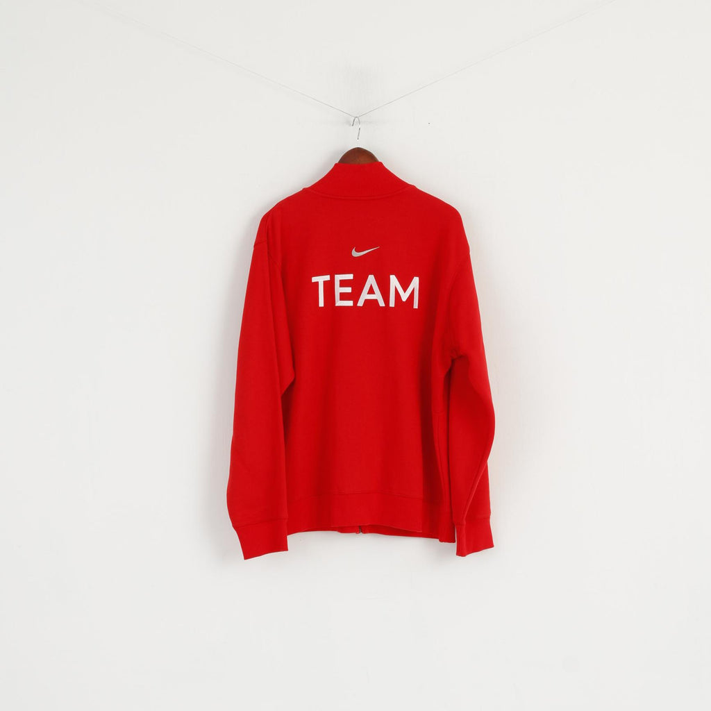 Nike Men XL 188 Sweatshirt Red Cotton Full Zipper Team Logo Active Sportswear