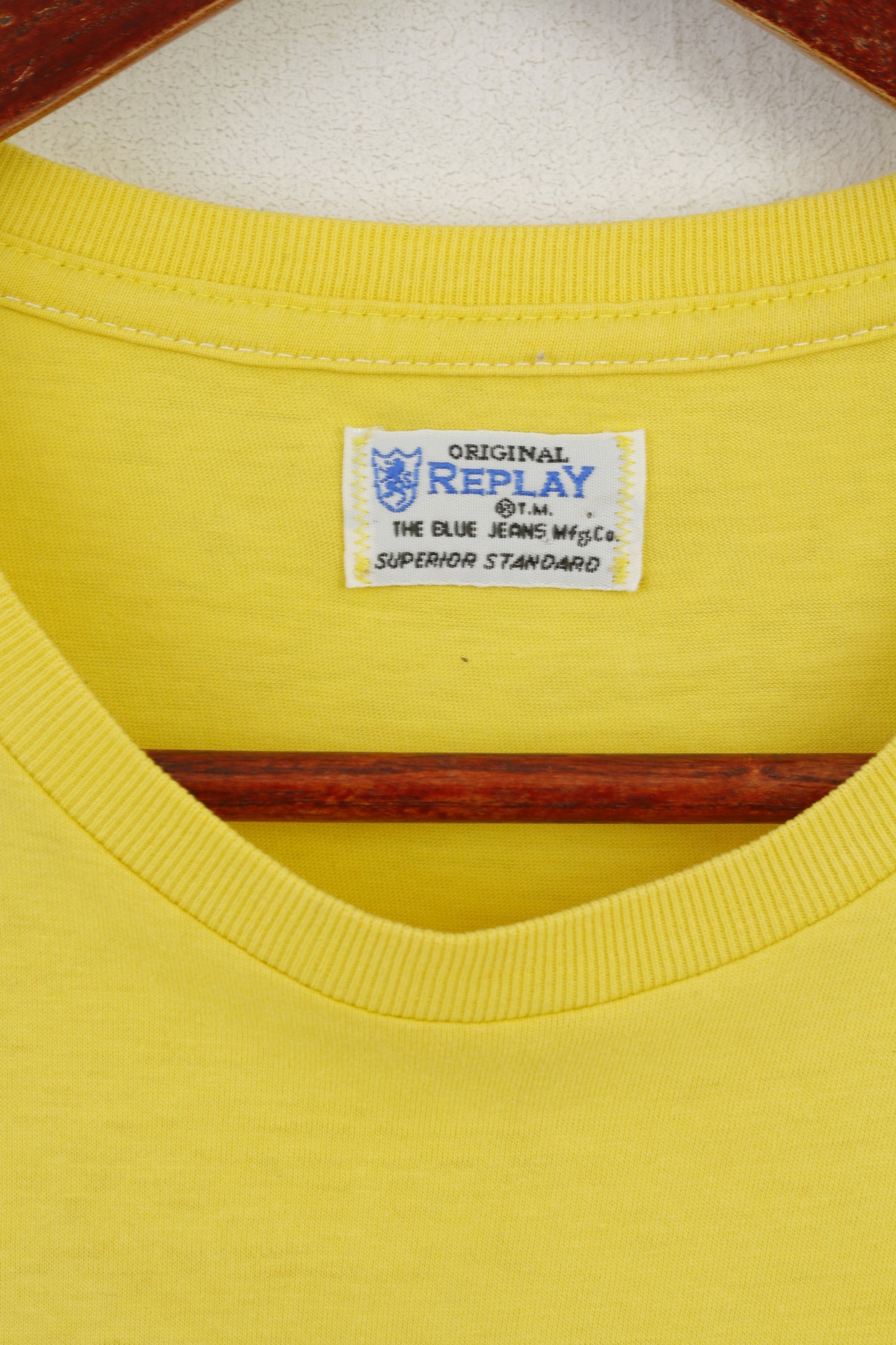Replay Men M Shirt Yellow Graphic Cotton Pretty Little Dog Crew Neck Top