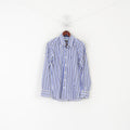 Luigi Batani Men L Casual Shirt Blue Striped Slim Fit Italy Long Sleeve Top
