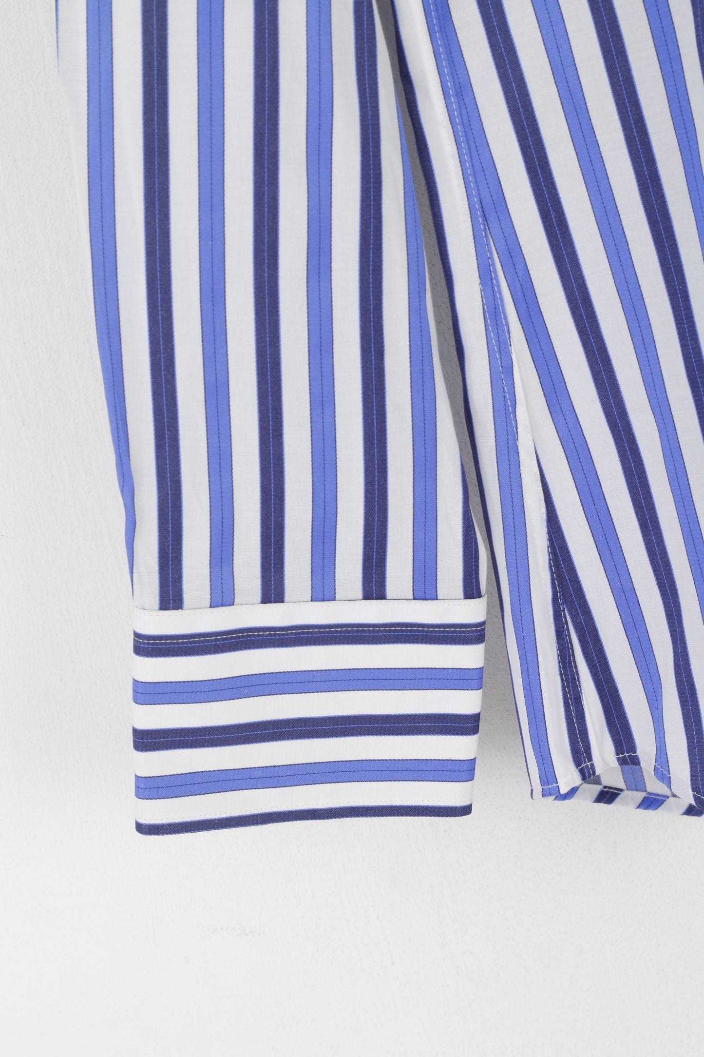 Luigi Batani Men L Casual Shirt Blue Striped Slim Fit Italy Long Sleeve Top