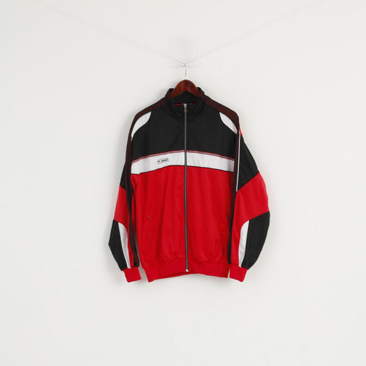 Jako Men XL 54 Sweatshirt Red SHiny Oldschool Full Zipper Activewear Track Top
