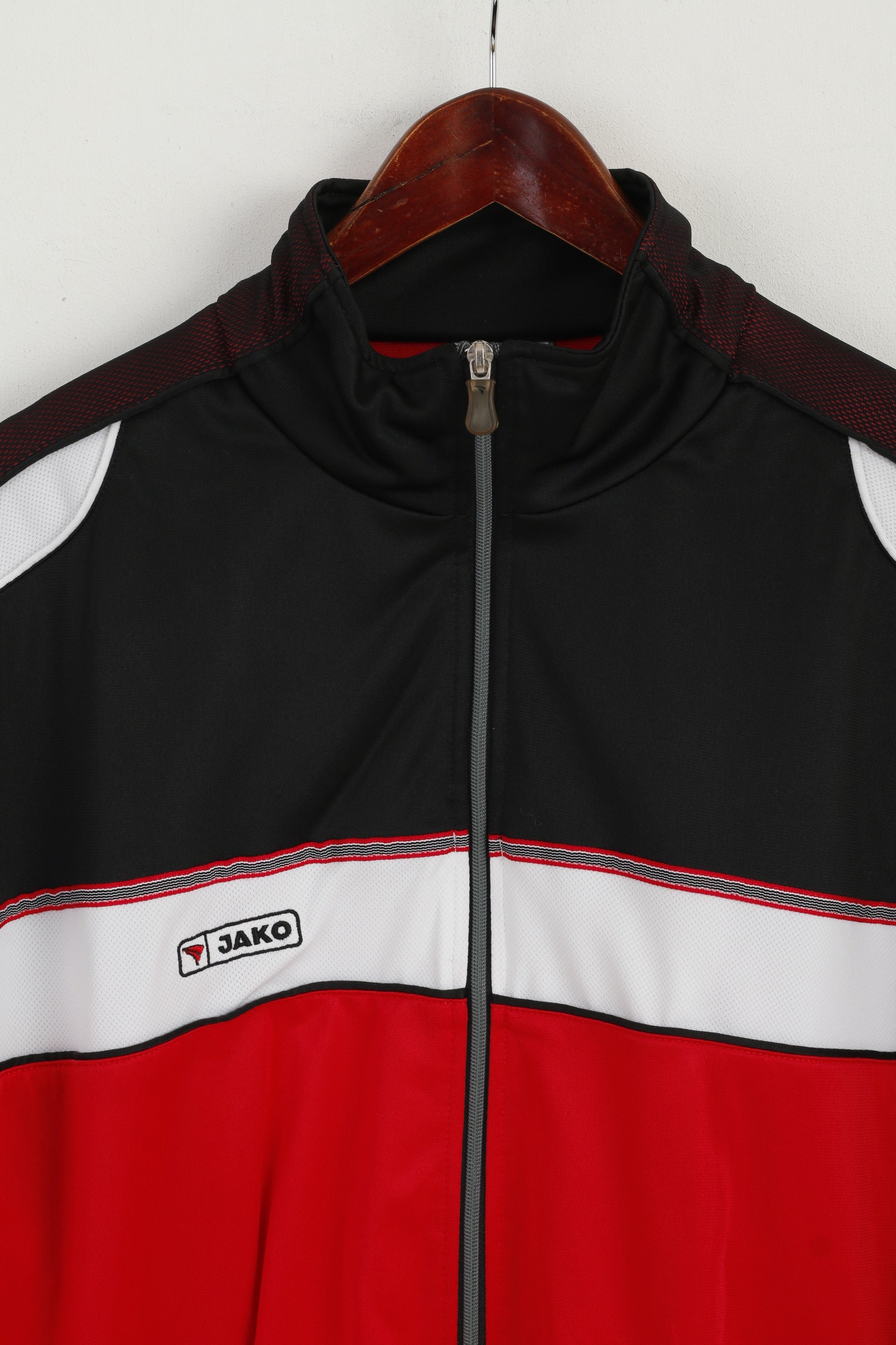 Jako Men XL 54 Sweatshirt Red SHiny Oldschool Full Zipper Activewear Track Top