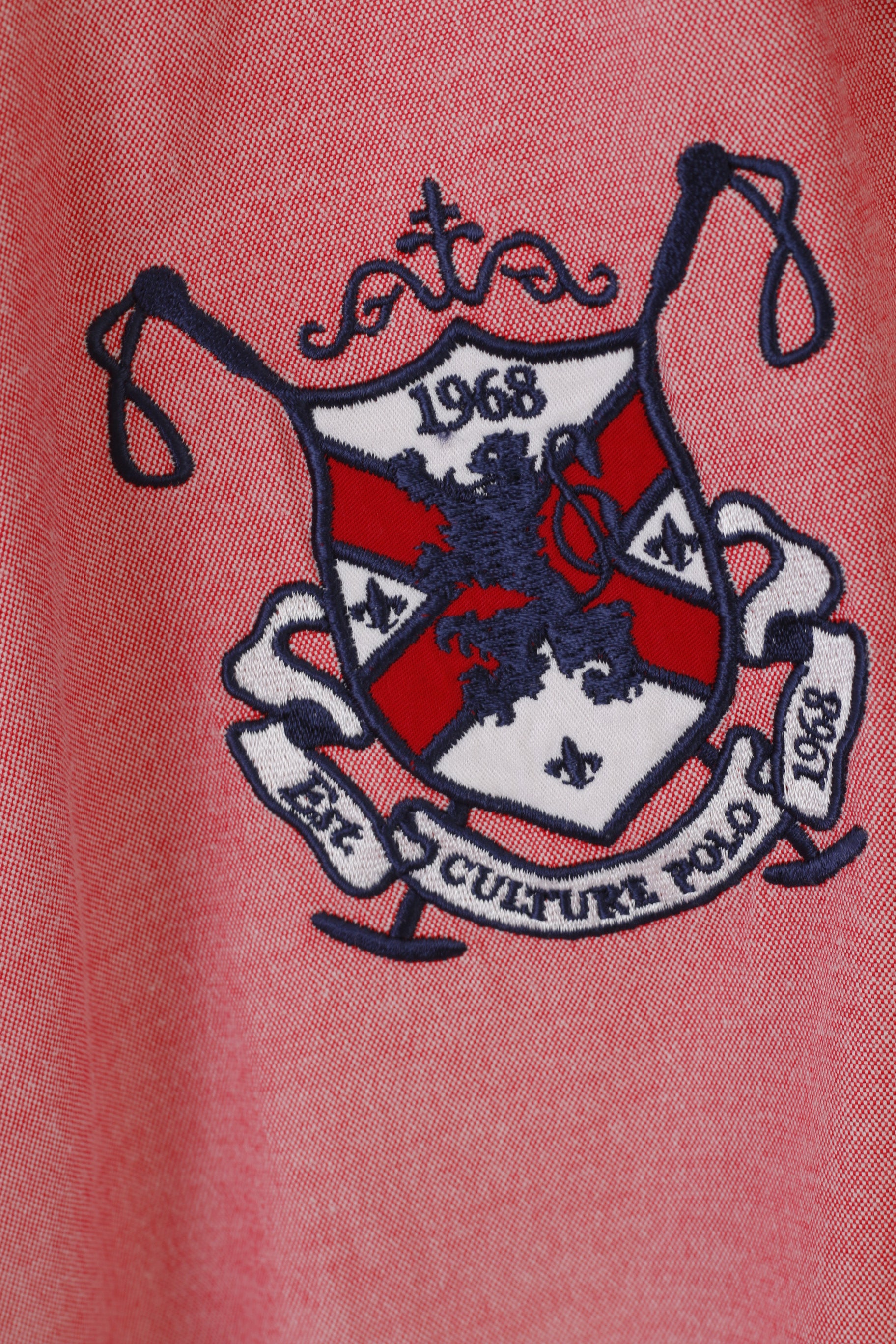 Culture der Trend Men 3XL Casual Shirt Pink Cotton Polo Club Long Sleeve Top