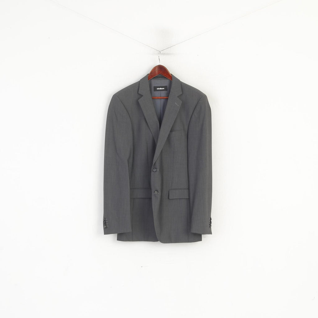 Strellson Men 98 40 Blazer Grey Wool Premium Line Single Breasted Jacket