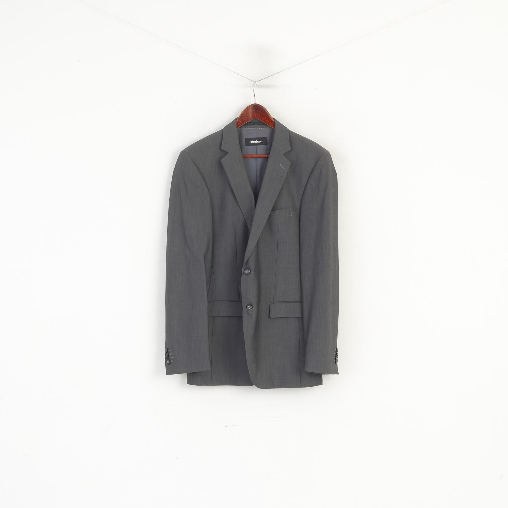 Strellson Men 98 40 Blazer Grey Wool Premium Line Single Breasted Jacket