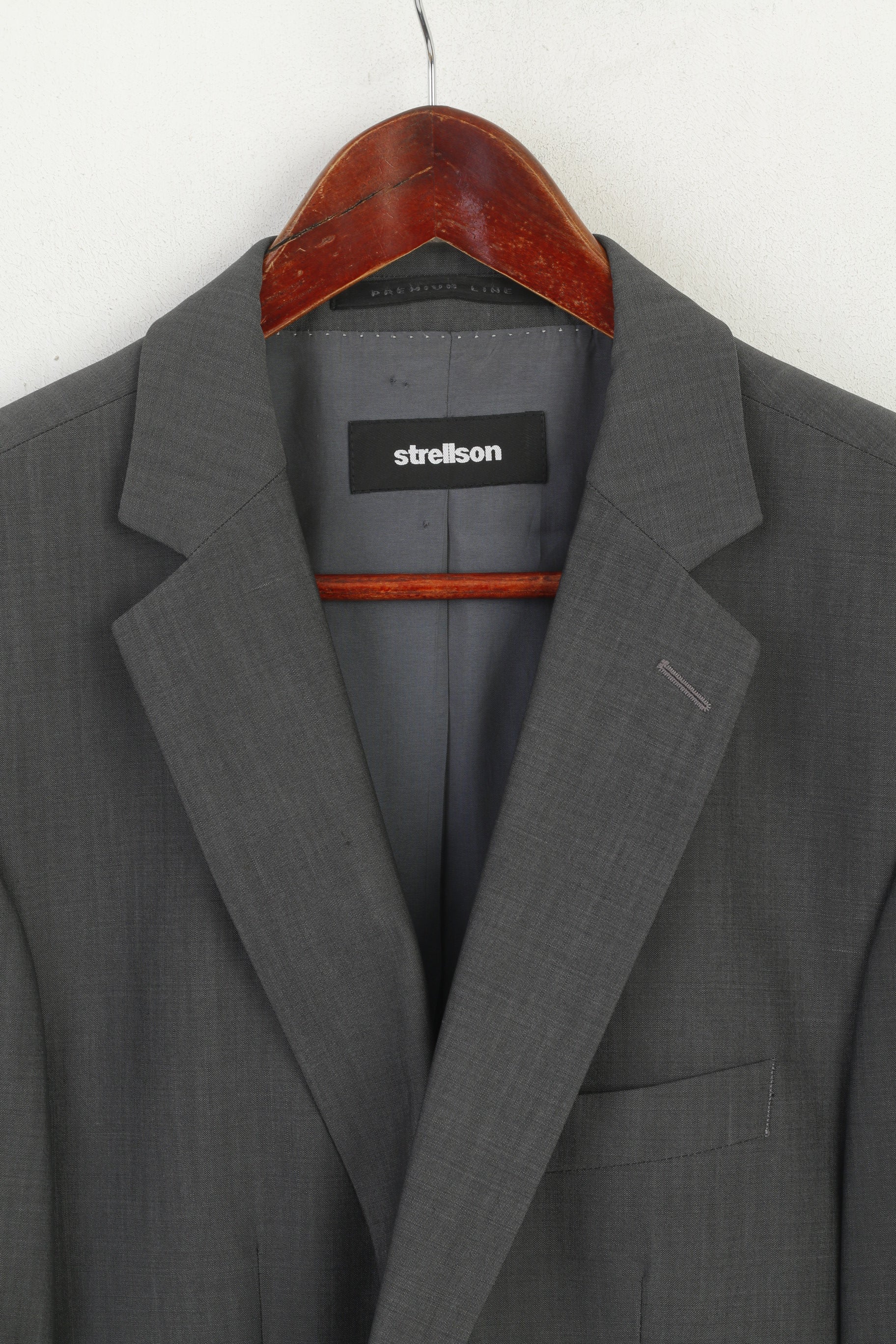 Strellson Men 98 40 Blazer Grey Wool Premium Line Single Breasted Jacket