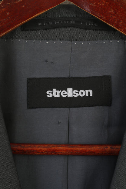 Strellson Hommes 98 40 Blazer Gris Laine Premium Line Veste Simple Boutonnage
