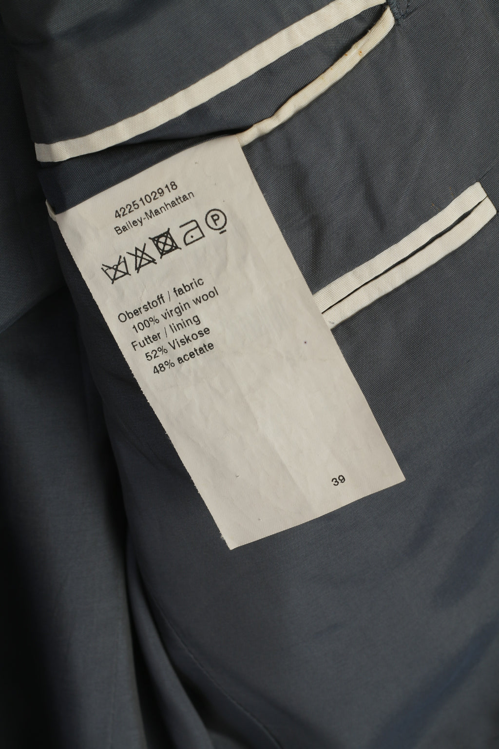 Strellson Men 98 40 Blazer Grey Wool Premium Line Single Breasted Jacket