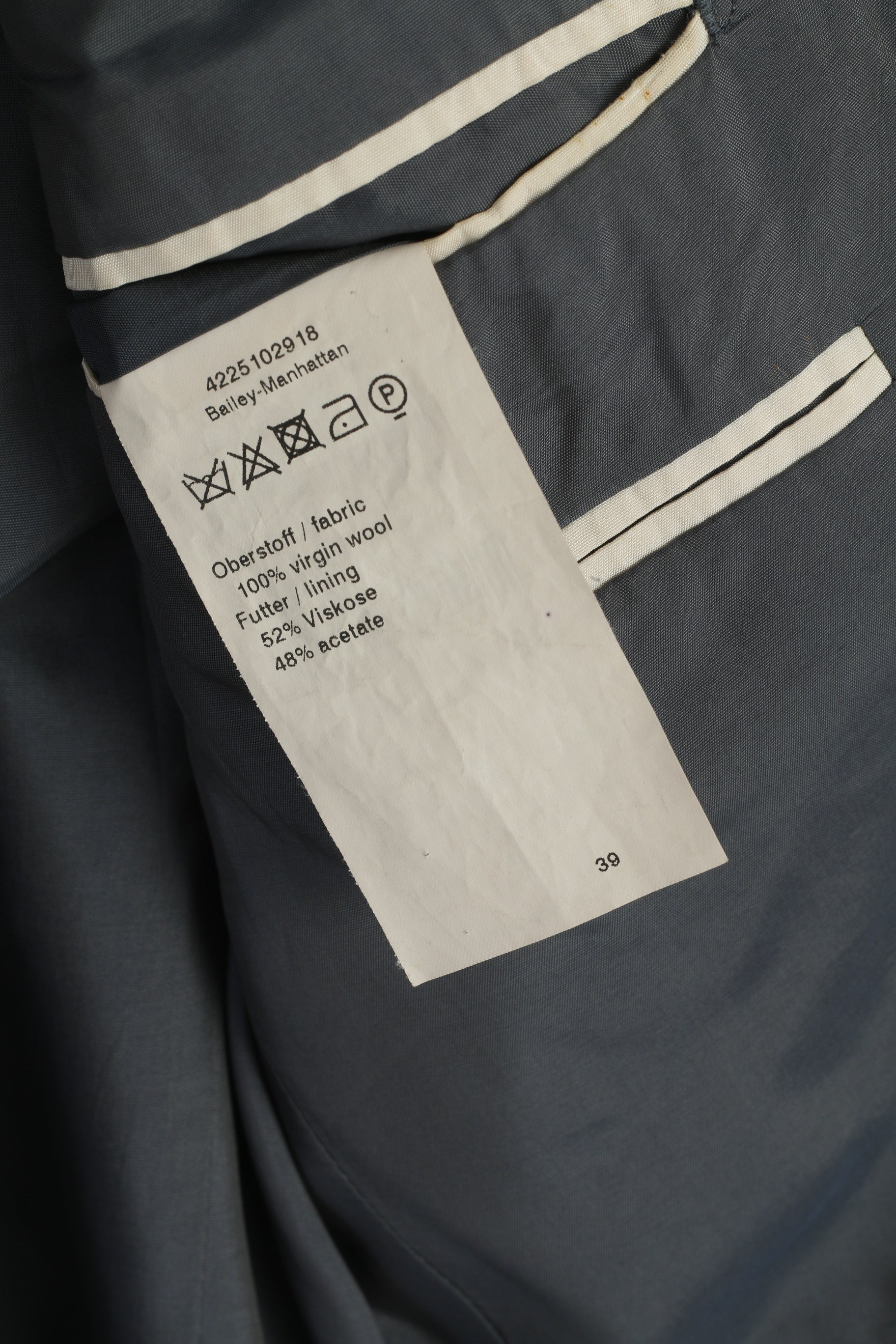 Strellson Men 98 40 Blazer Grey Wool Premium Line Single Breasted Jacket