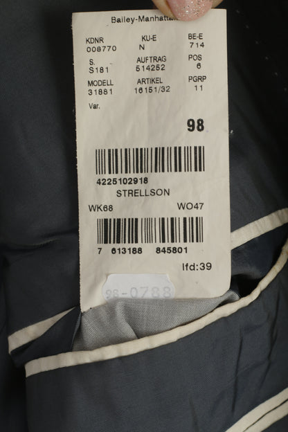 Strellson Men 98 40 Blazer Grey Wool Premium Line Single Breasted Jacket