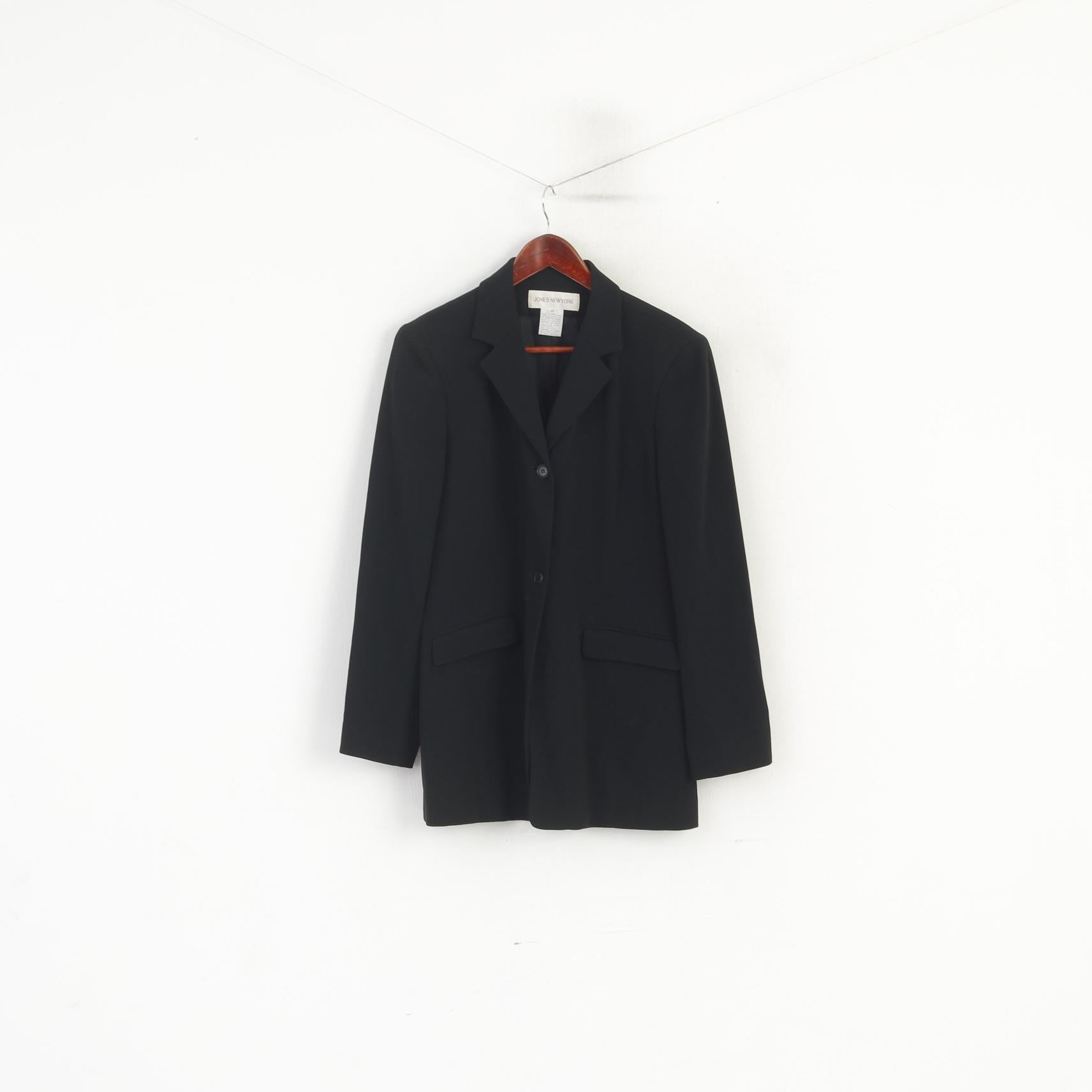 Giacca lunga monopetto in triacetato nero lucido da donna 10 M di Jones New York