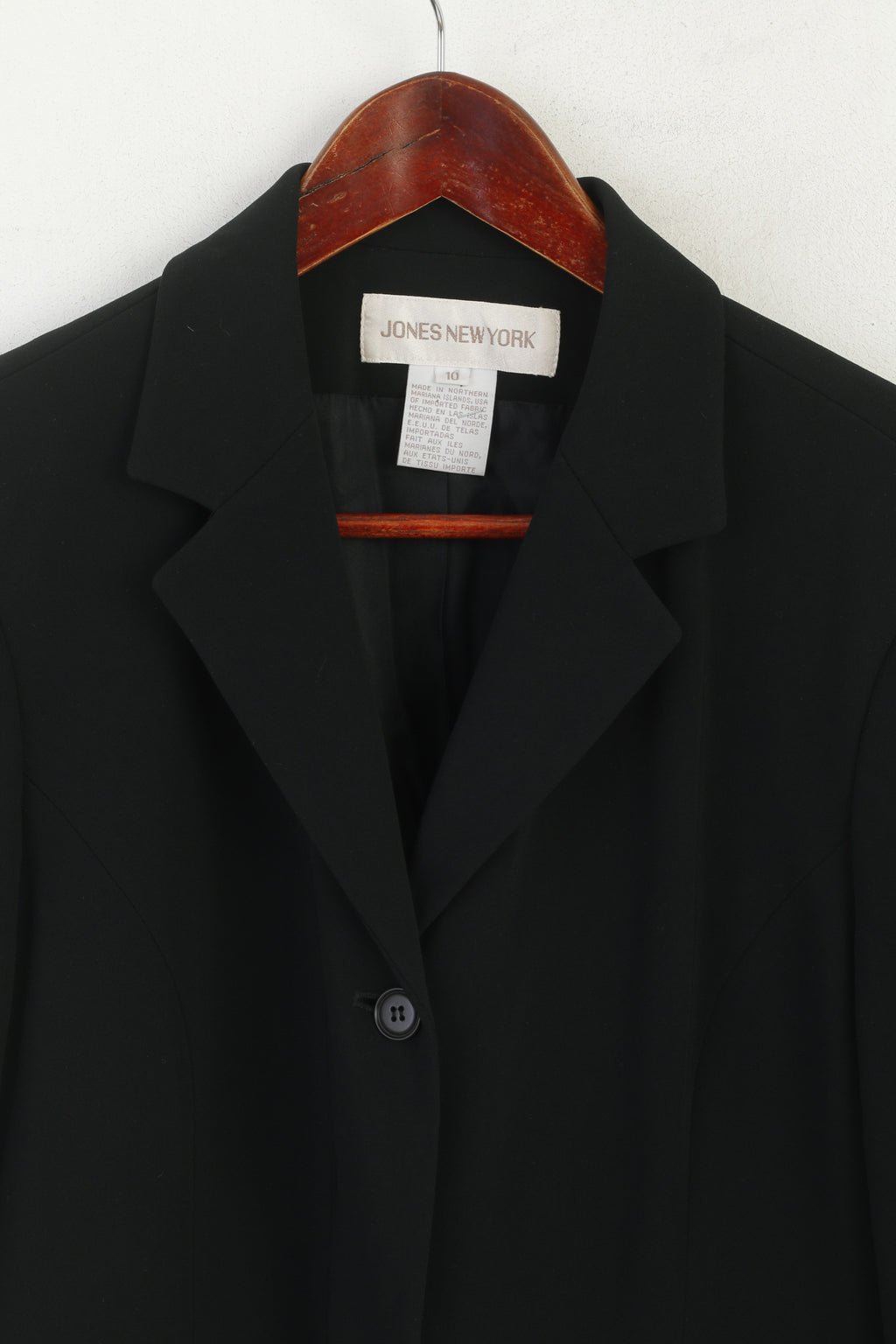 Giacca lunga monopetto in triacetato nero lucido da donna 10 M di Jones New York