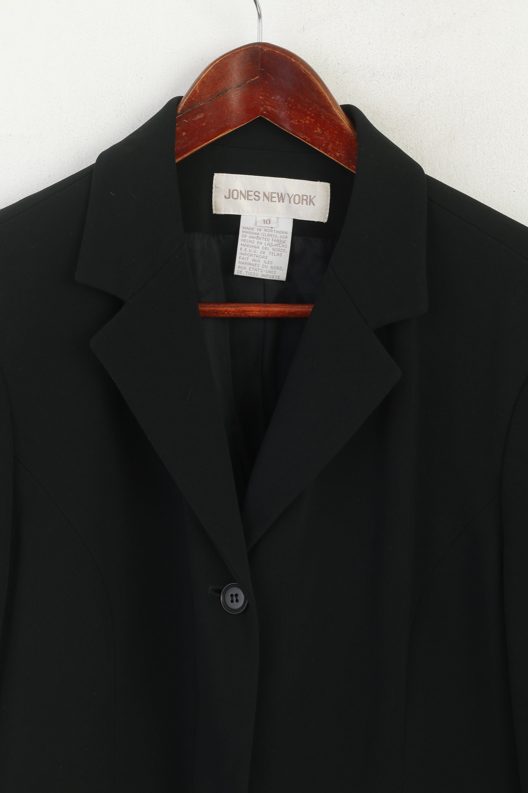 Giacca lunga monopetto in triacetato nero lucido da donna 10 M di Jones New York