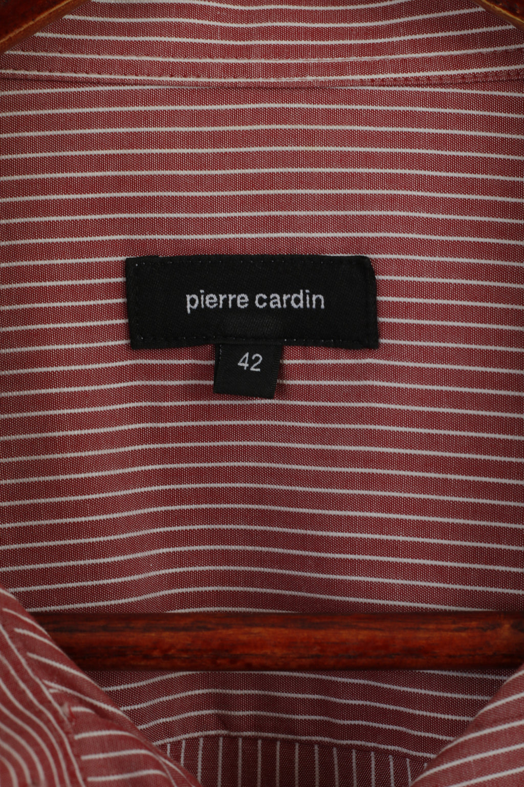 Pierre Cardin Hommes 42 L Chemise Décontractée Marron Coton Rayé Haut À Manches Longues