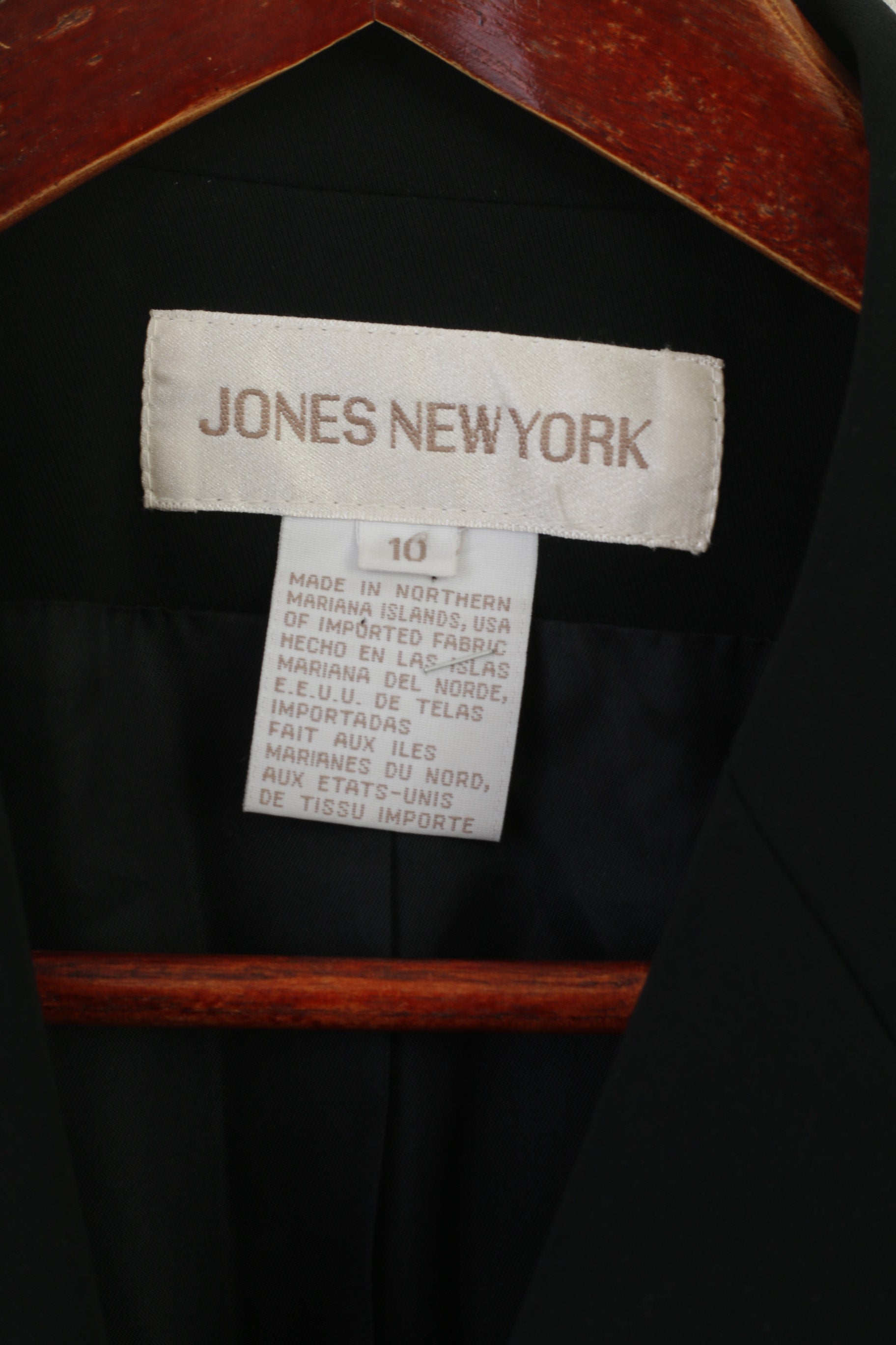 Giacca lunga monopetto in triacetato nero lucido da donna 10 M di Jones New York