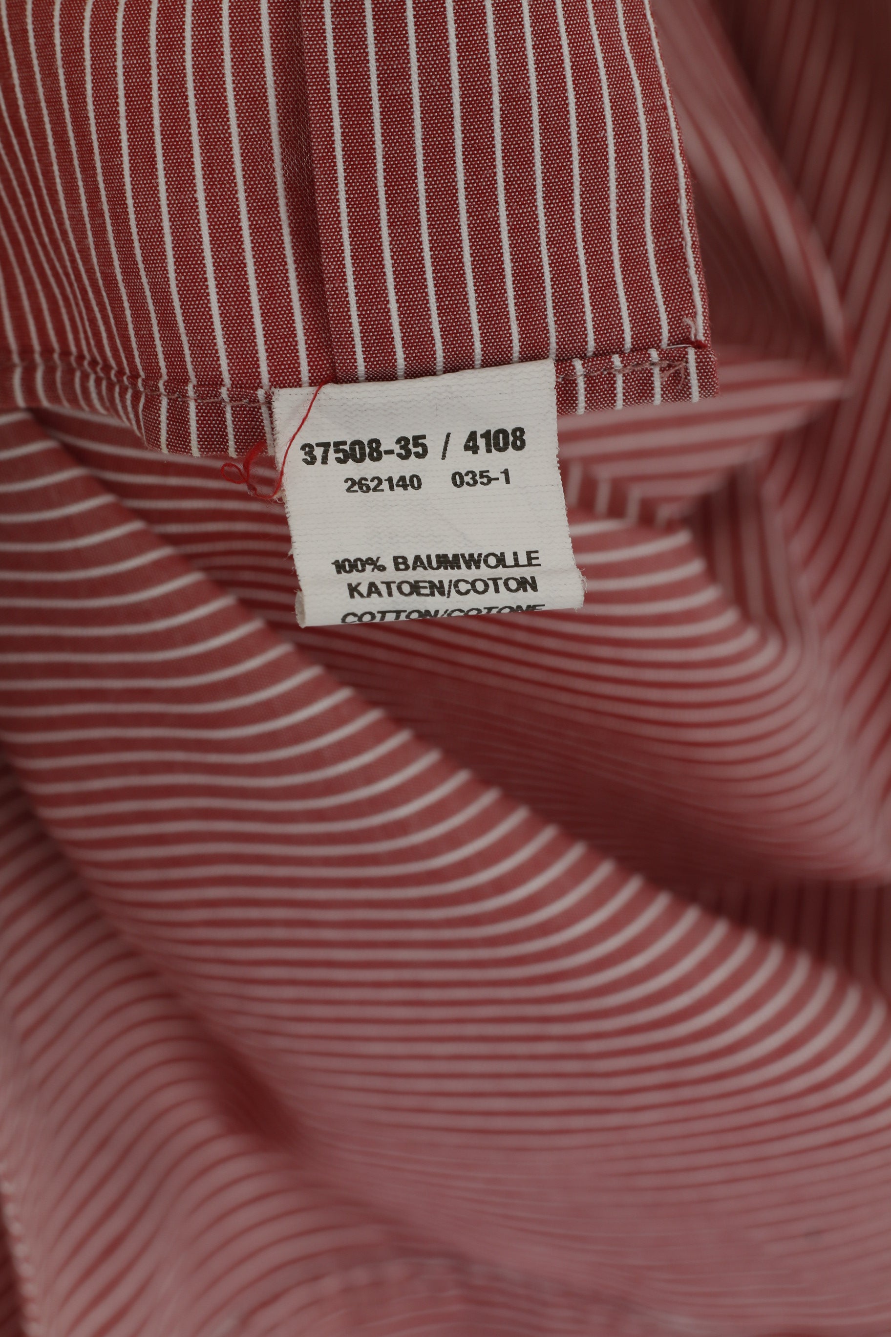 Pierre Cardin Hommes 42 L Chemise Décontractée Marron Coton Rayé Haut À Manches Longues