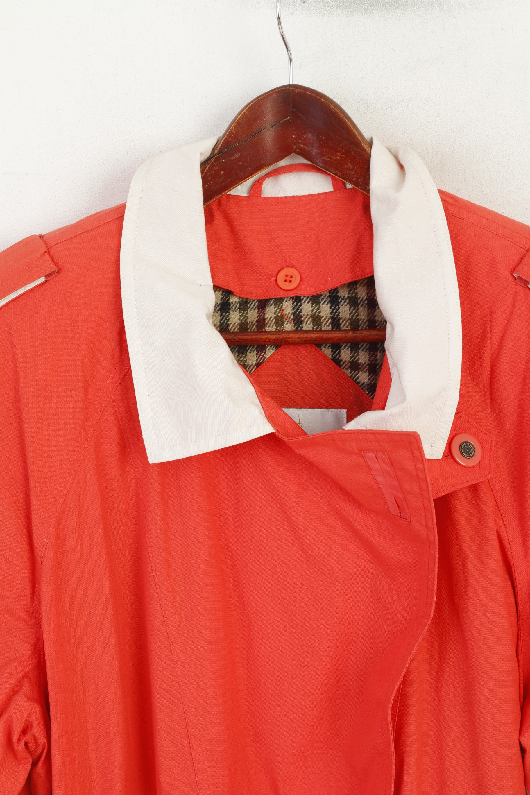 Misty Harbor Femmes L Manteau Pêche Coton Vintage Double Boutonnage Trench Épaulettes