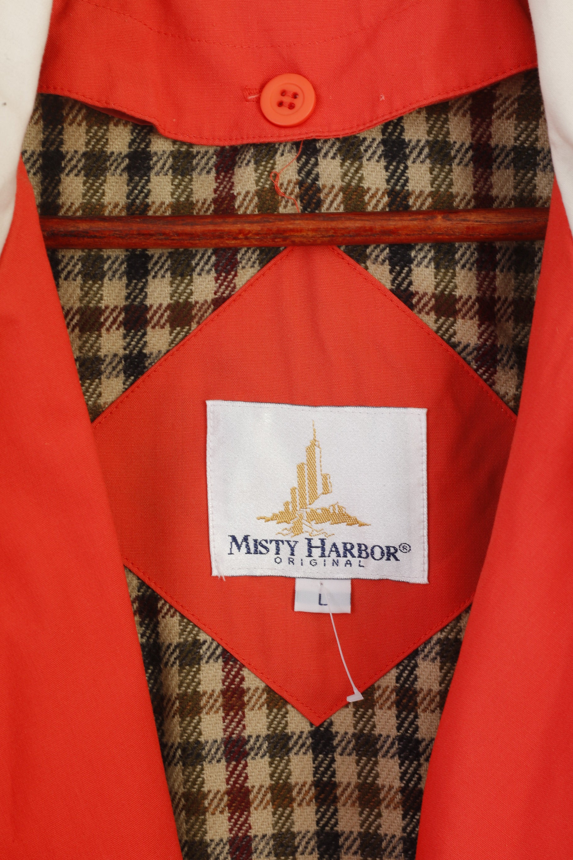 Misty Harbor Femmes L Manteau Pêche Coton Vintage Double Boutonnage Trench Épaulettes