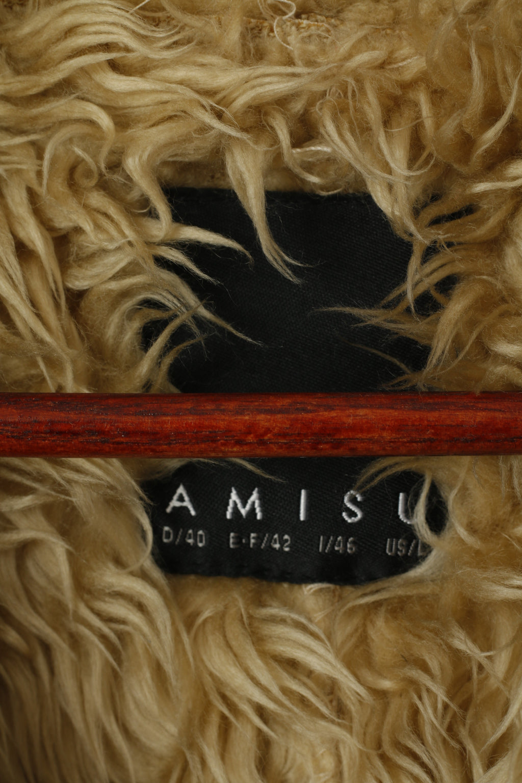 Amisu Manteau Femme 40 M Beige Boho Long Boutonné Fausse Fourrure Inserts Poche Haut