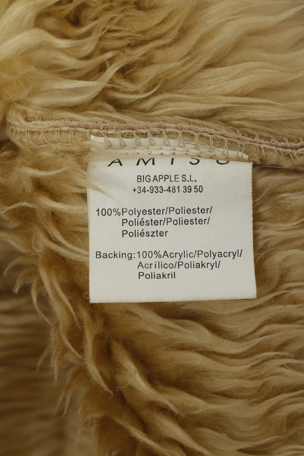 Amisu Manteau Femme 40 M Beige Boho Long Boutonné Fausse Fourrure Inserts Poche Haut