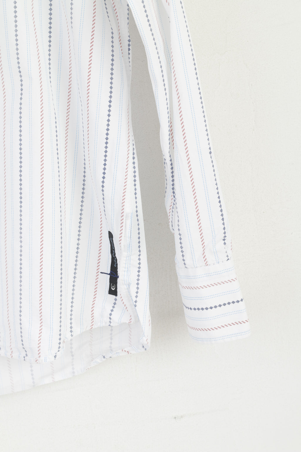 Duck and Cover Men L Casual Shirt White Striped Cotton Long Sleeve Top